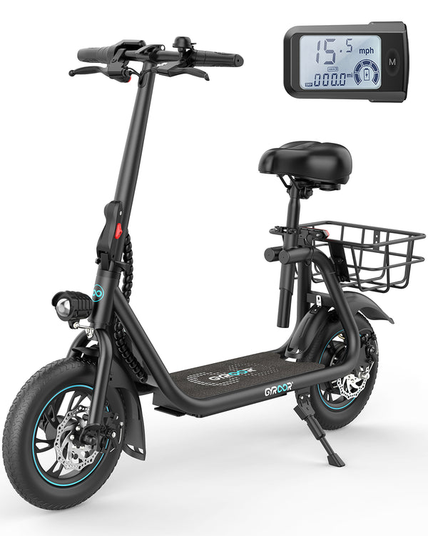 Gyroor 450W C1 Electric Scooter with Seat & Carry Basket