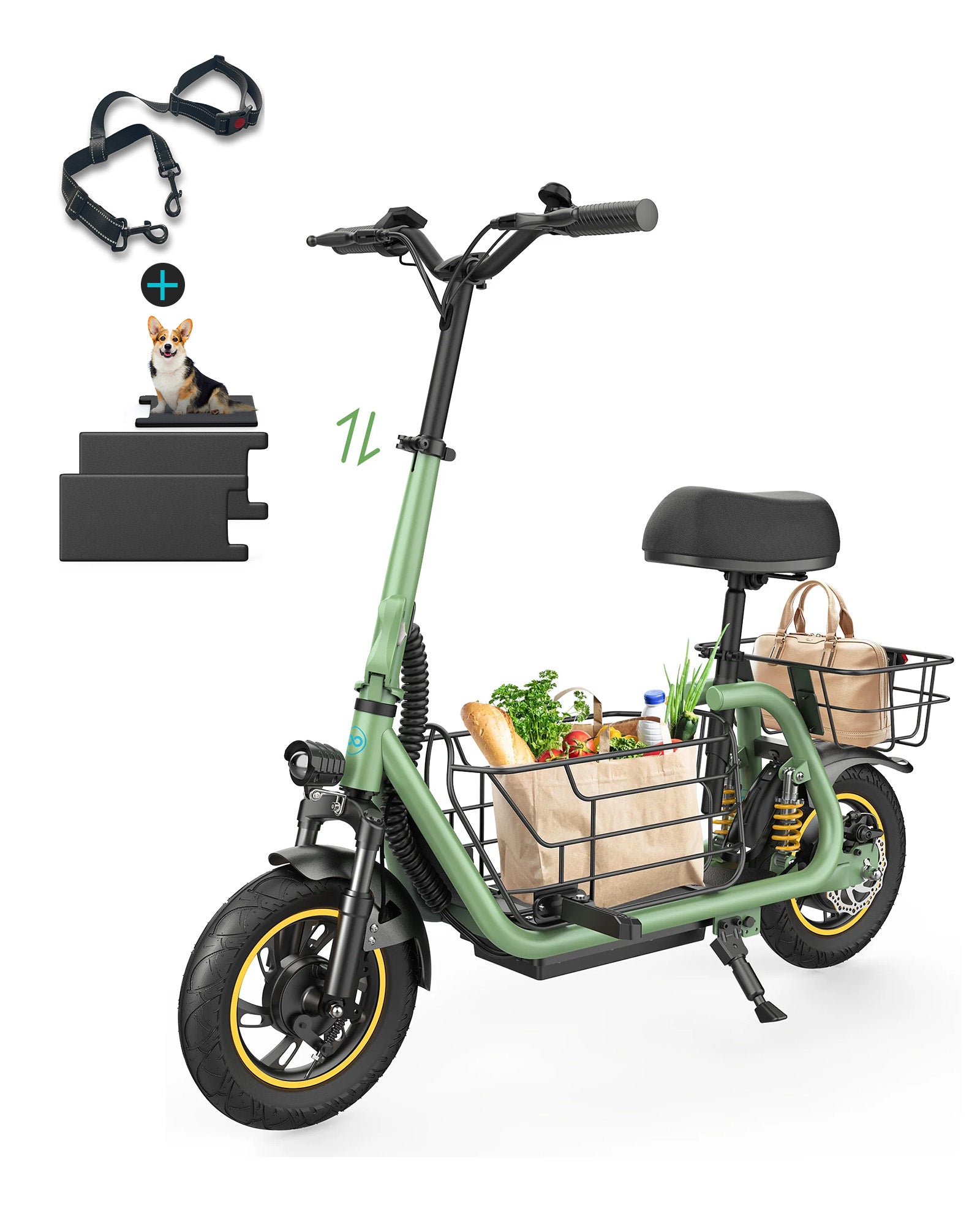 Gyroor C1 Pro 800W Scooter – Dual Baskets for Cargo & Pets