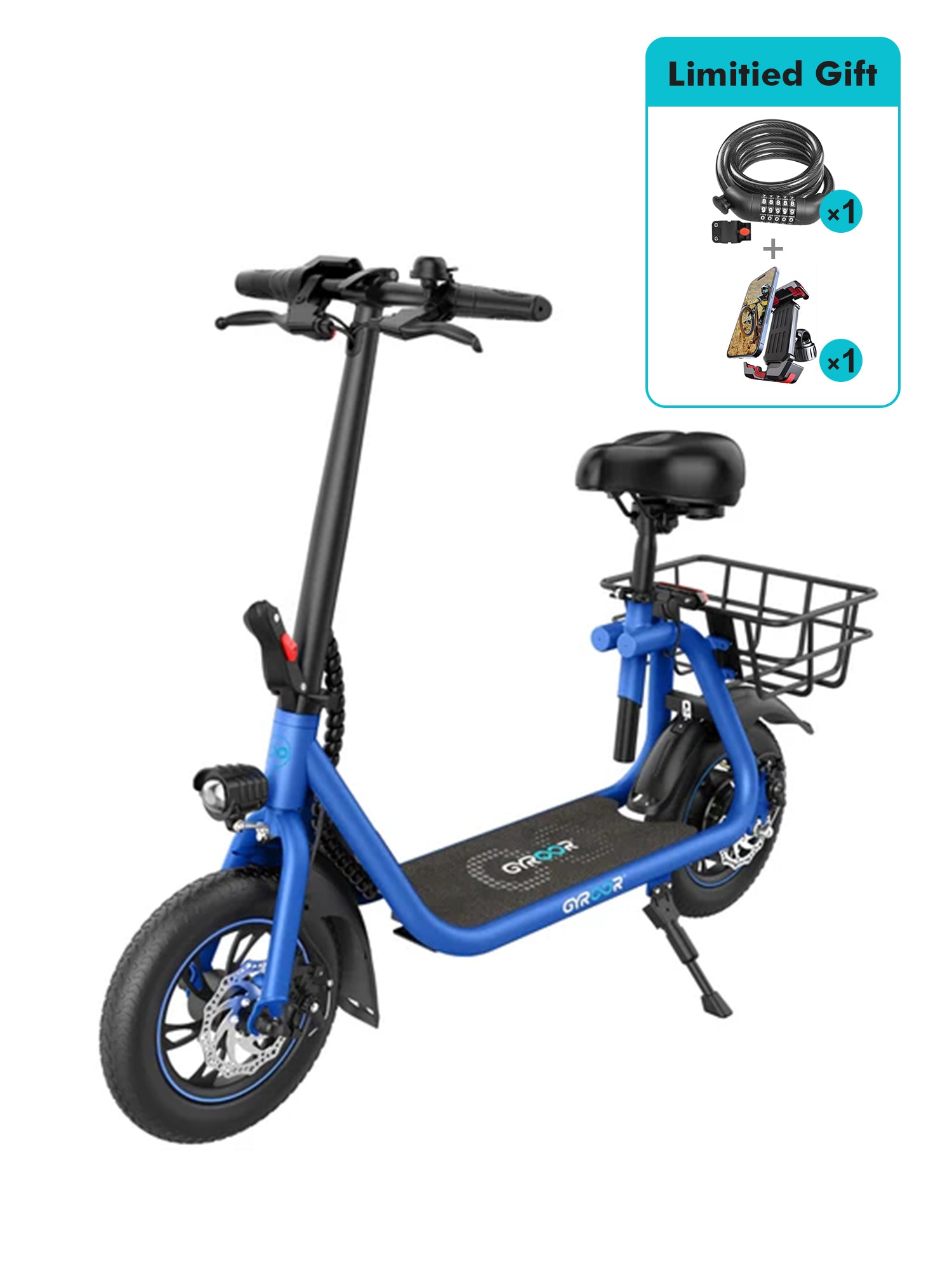 Gyroor C1 Electric Scooter – 450W, Seat & Rear Basket