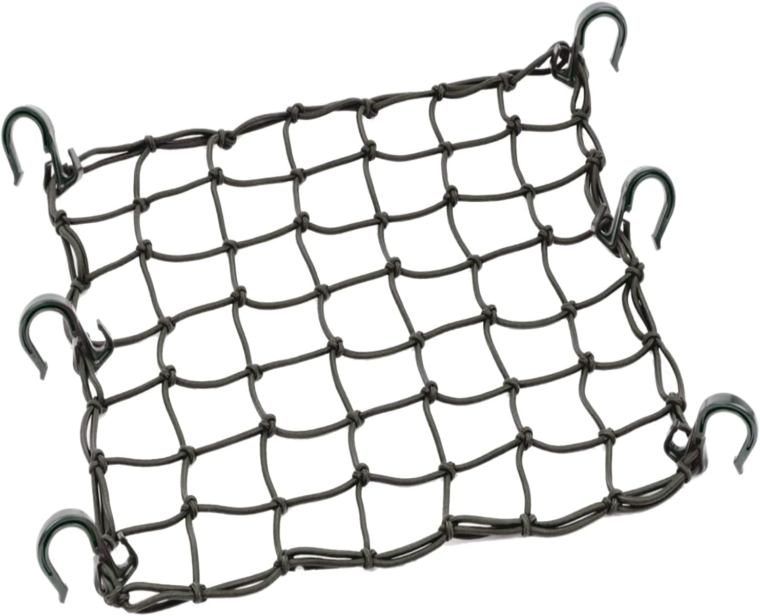 Black cargo net with hooks on a white background