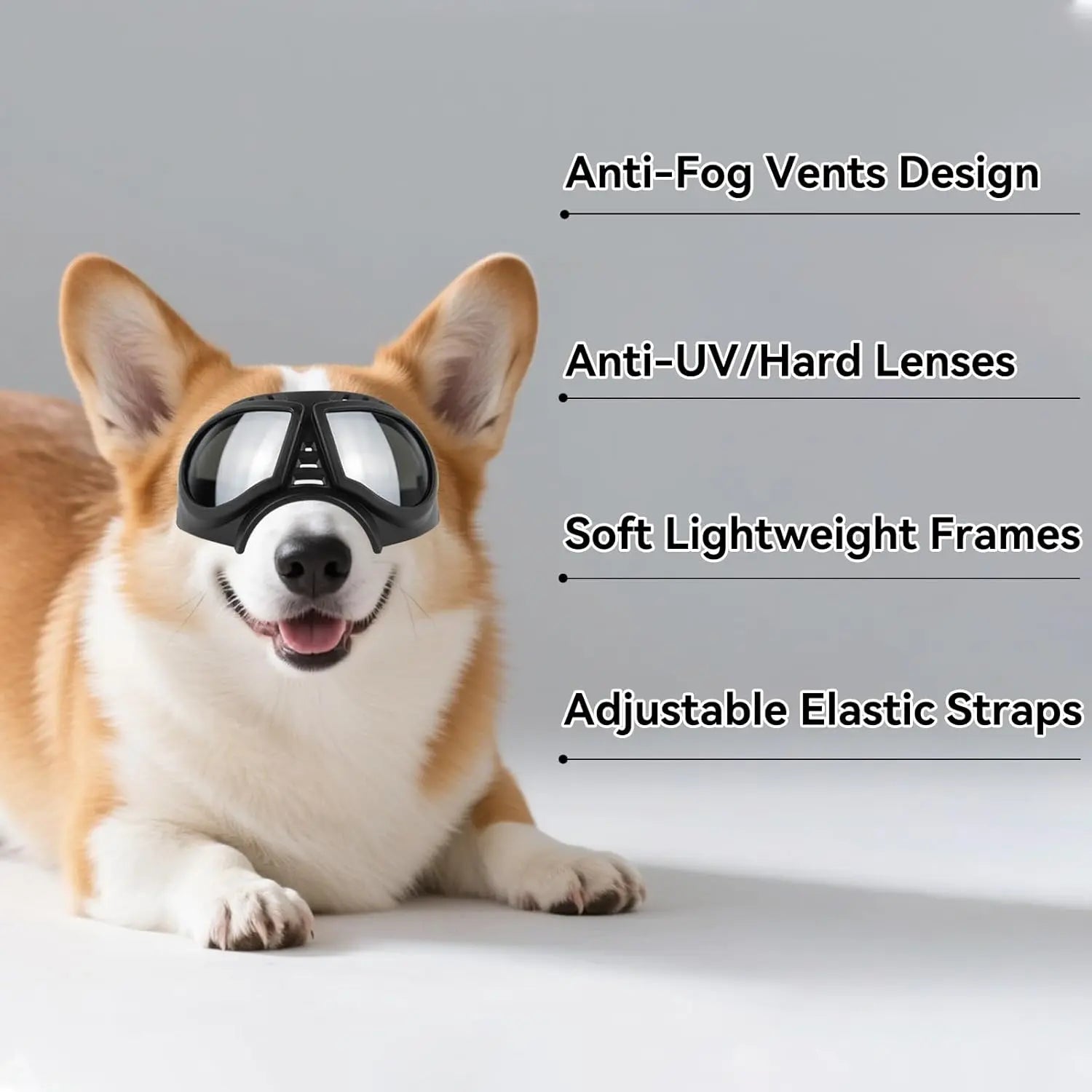 Dog Goggles with Adjustable Strap Dog-Goggles-Silver-lens Dog-Goggles-Blue-lens