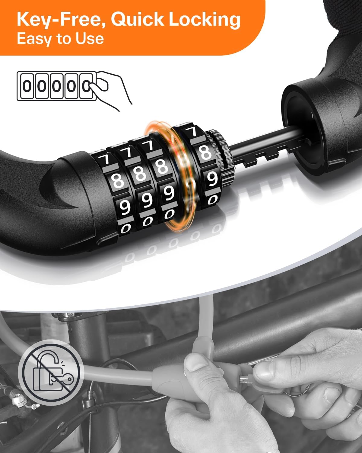 High Security 5 Digit Combination Anti Theft Bike Chain Lock