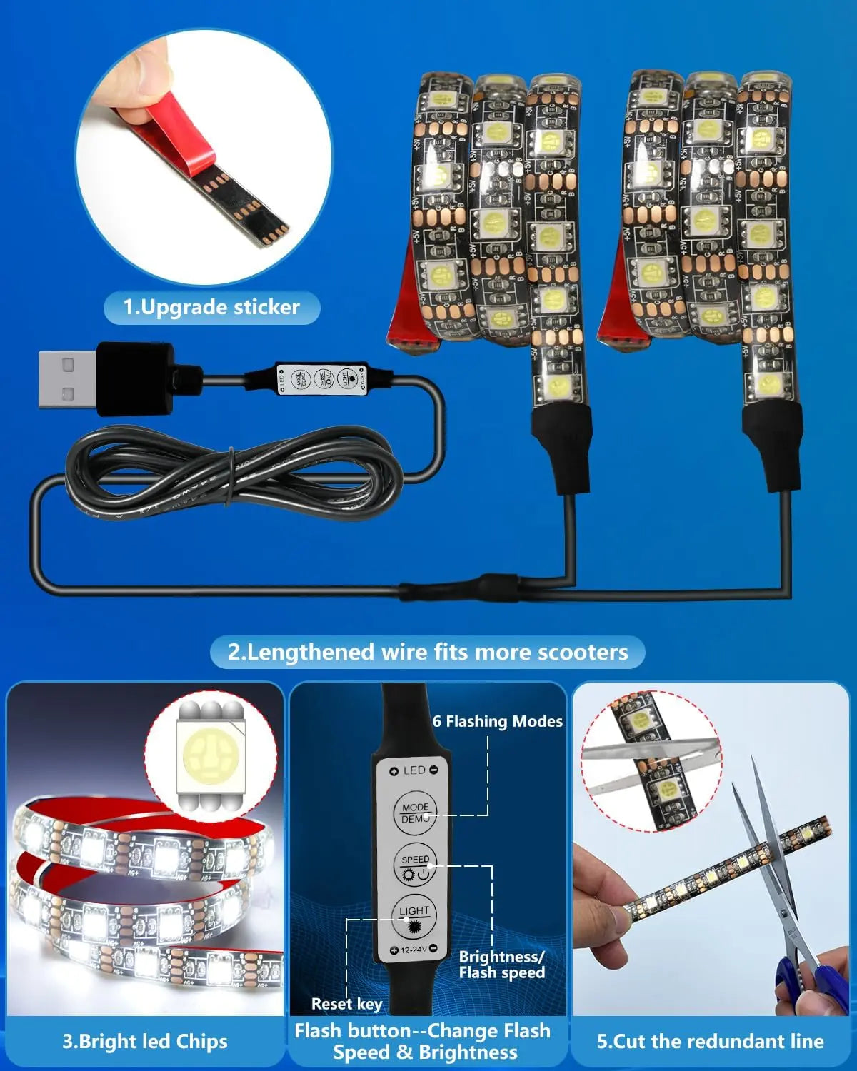 Led Lights for Scooter Night Riding GYROOR Led-Lights-Green Led-Lights-Blue Led-Lights-Pink Led-Lights-Red Led-Lights-White Led-Lights-Yellow