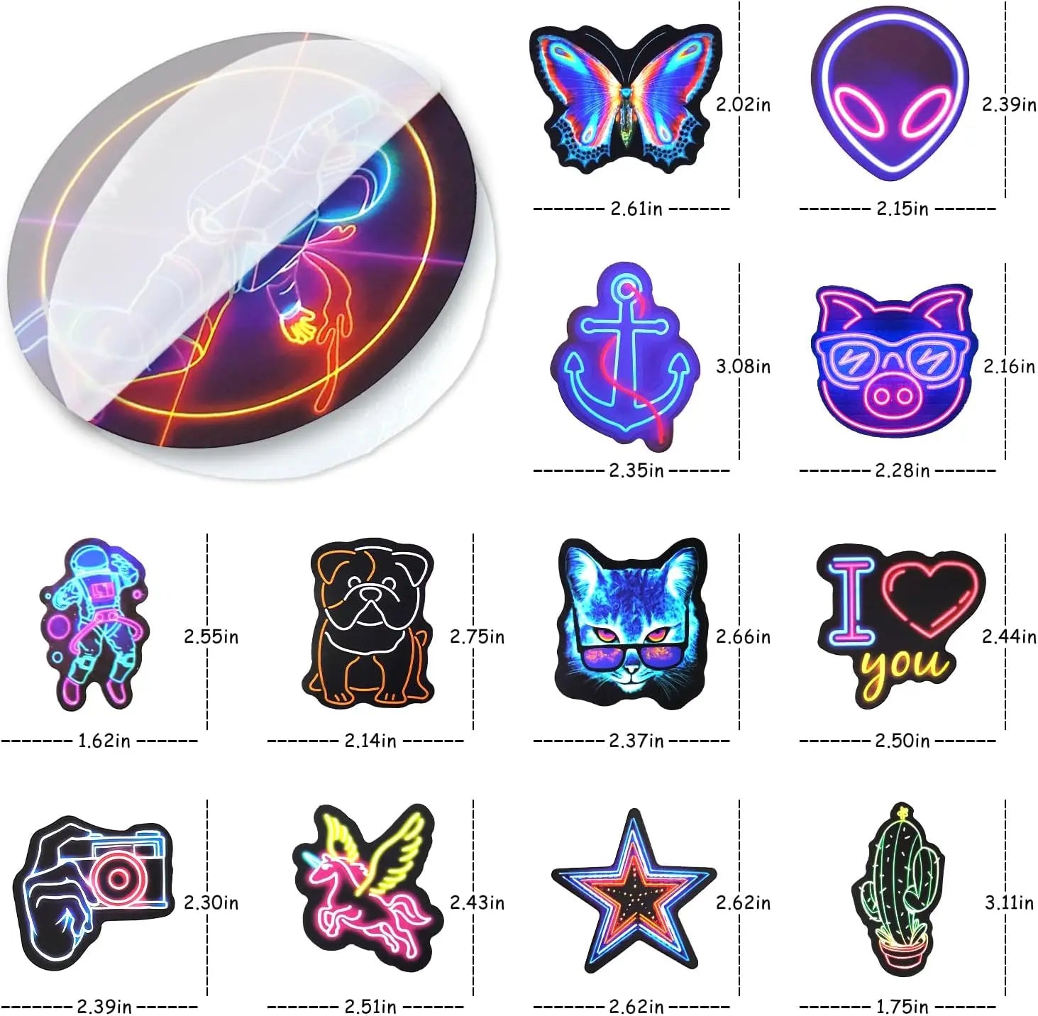 Cool Neon Stickers 200 PCS GYROOR Stickers-200-PCS