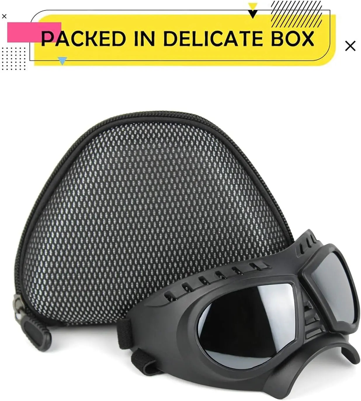 Dog Goggles with Adjustable Strap Dog-Goggles-Silver-lens Dog-Goggles-Blue-lens