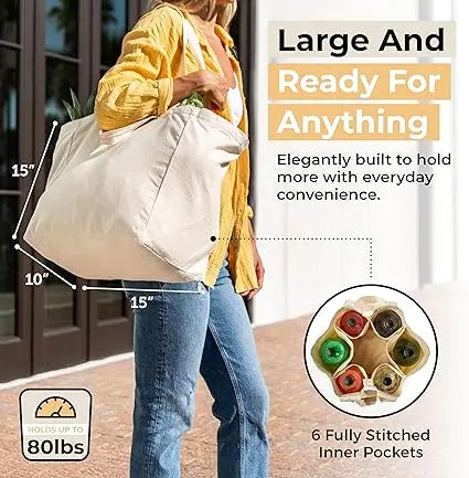 Canvas Grocery Bag 3pc GYROOR Grocery-Bag