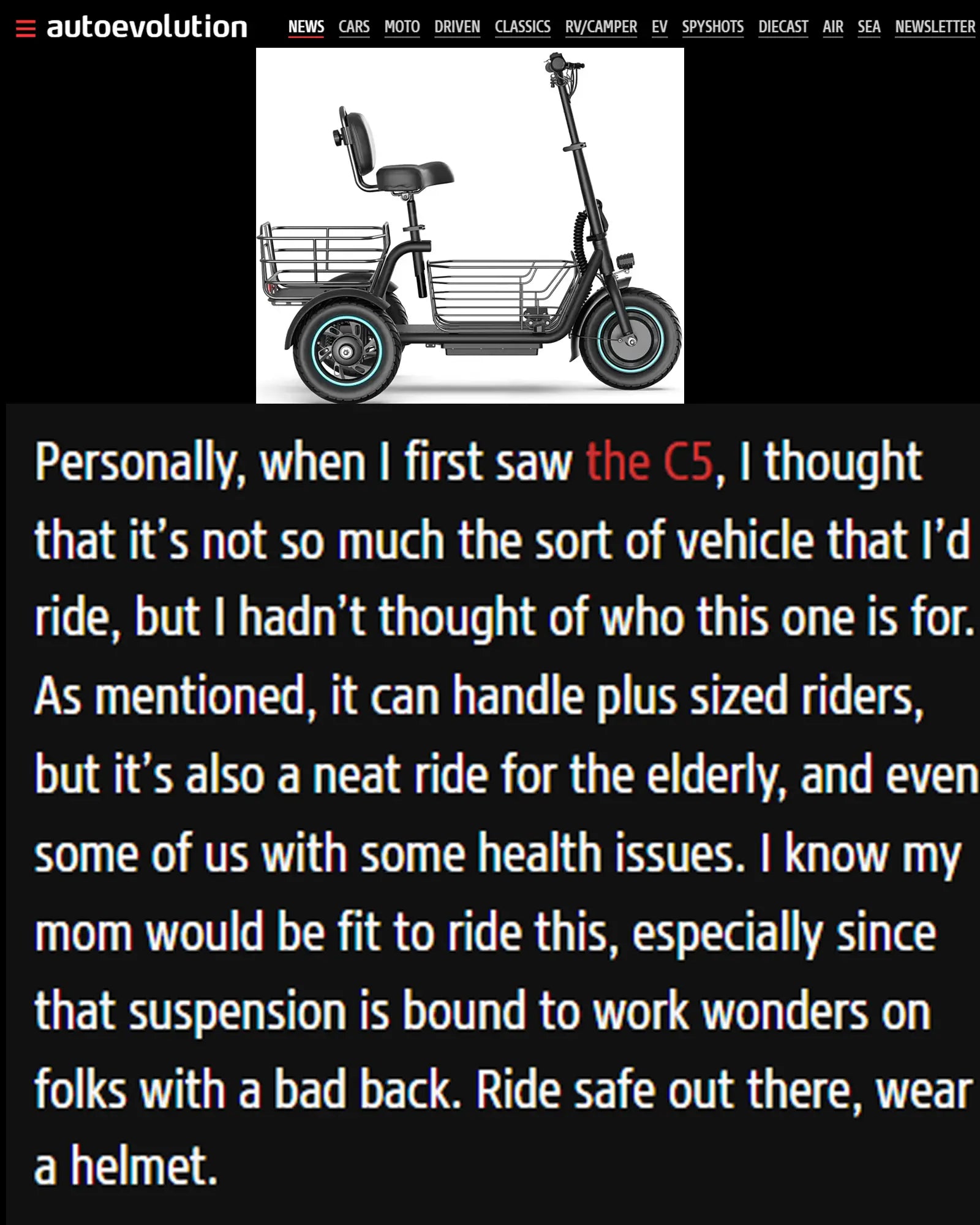 Gyroor C5 Electric Trike with Removable Dual Baskets,1000W(Peak) & 30Miles