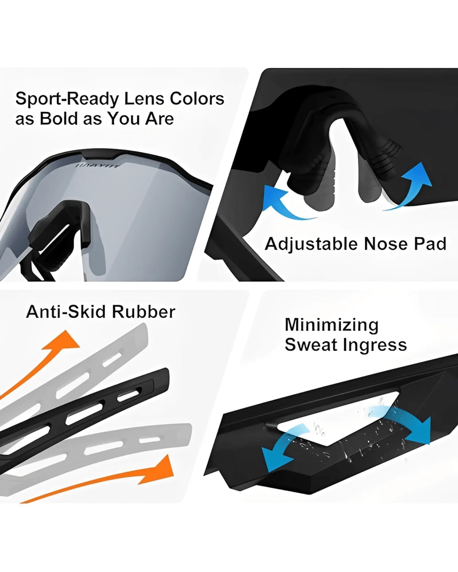 Cycling Sunglasses for Men & Women Sunglasses-Black Sunglasses-White