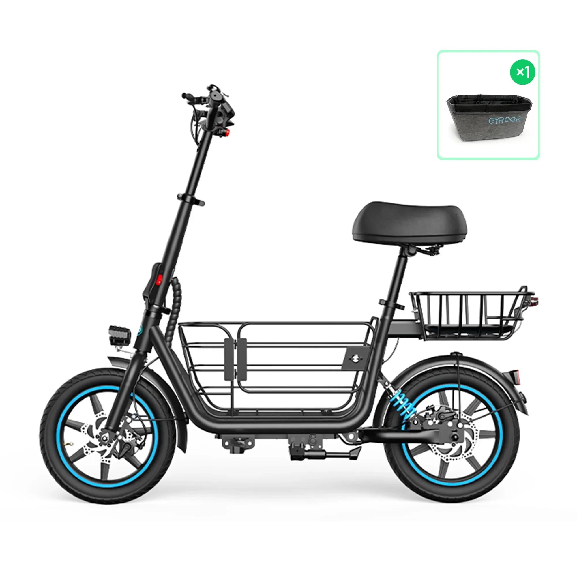 Gyroor C1Plus 1000W Electric Scooter with Dual Baskets for Pets & Cargo