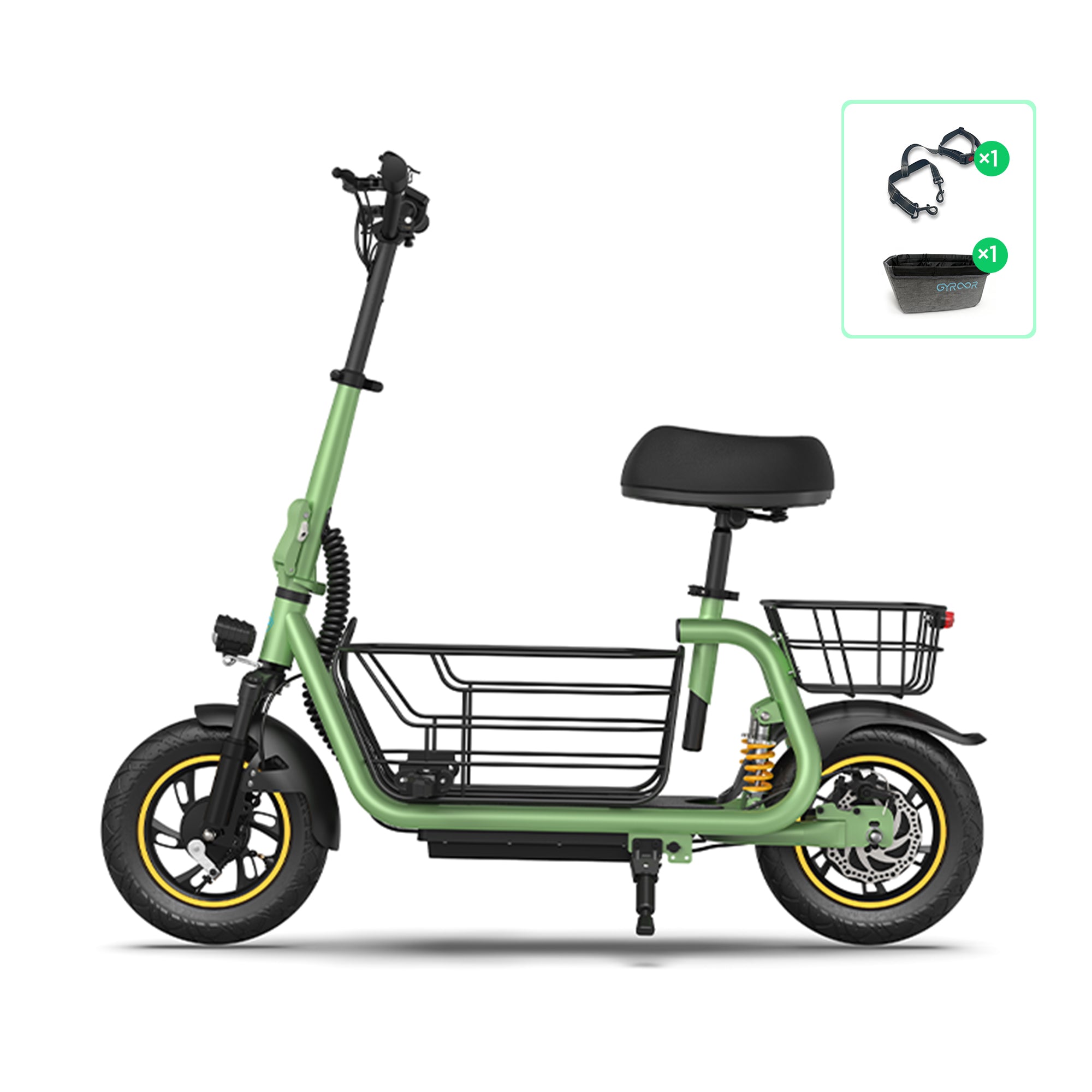<tc>Gyroor</tc> Trottinette électrique C1 Pro 800 W (crête) avec paniers doubles amovibles pour animaux et marchandises (nouvelle version)