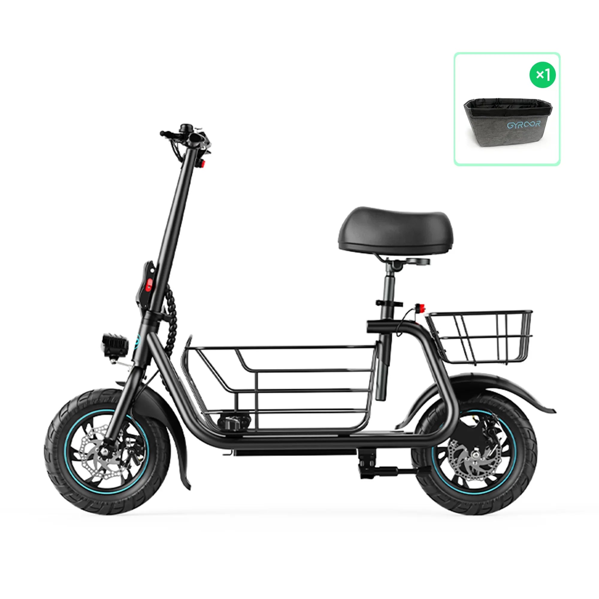 Gyroor C1S Electric Scooter 800W – Front & Rear Baskets