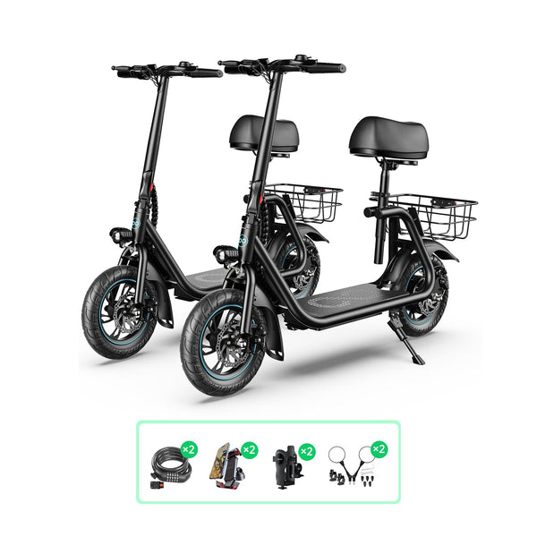 electric scooters accessories bundle with two scooters locks phone holders cup holders and rearview mirrors