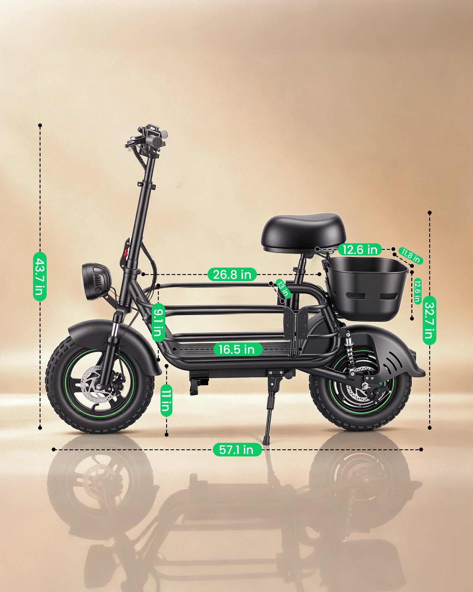 Gyroor C1Max 1200W(Peak) Electric Scooter with Dual Baskets for Pets & Cargo(Pre-Order)