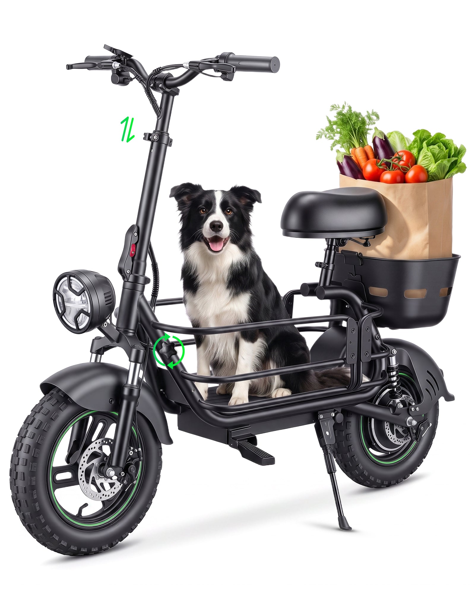 Gyroor C1Max 1200W(Peak) Electric Scooter with Dual Baskets for Pets & Cargo(Pre-Order)