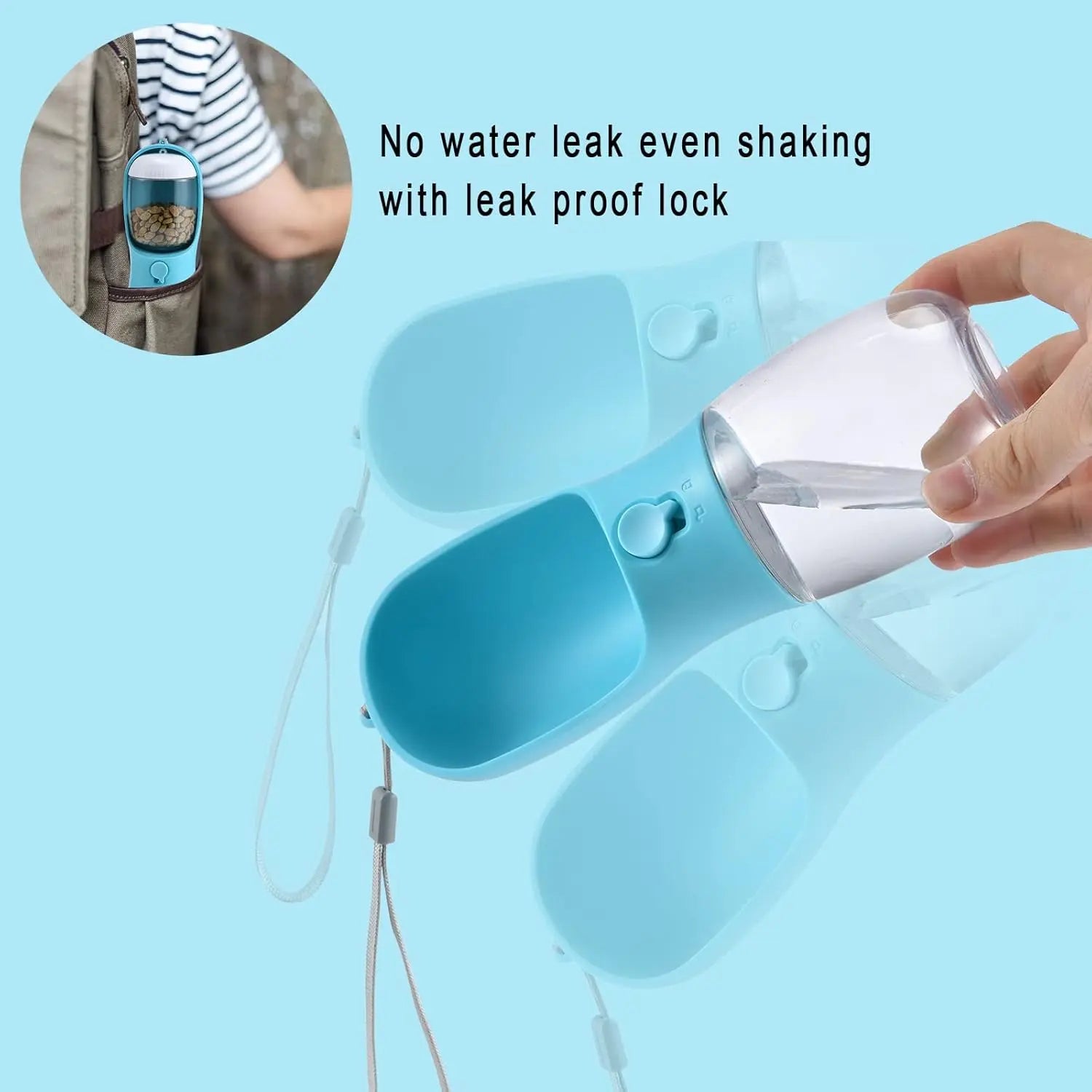 Dog Water Bottle with Food Container Dog-Water-Bottle-Blue-10oz Dog-Water-Bottle-Blue-19oz Dog-Water-Bottle-Pink-10oz Dog-Water-Bottle-Pink-19oz