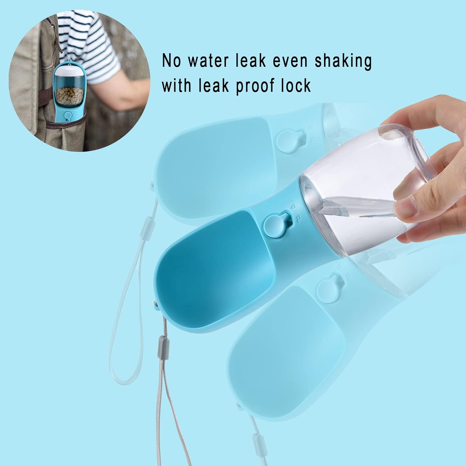 Dog Water Bottle with Food Container