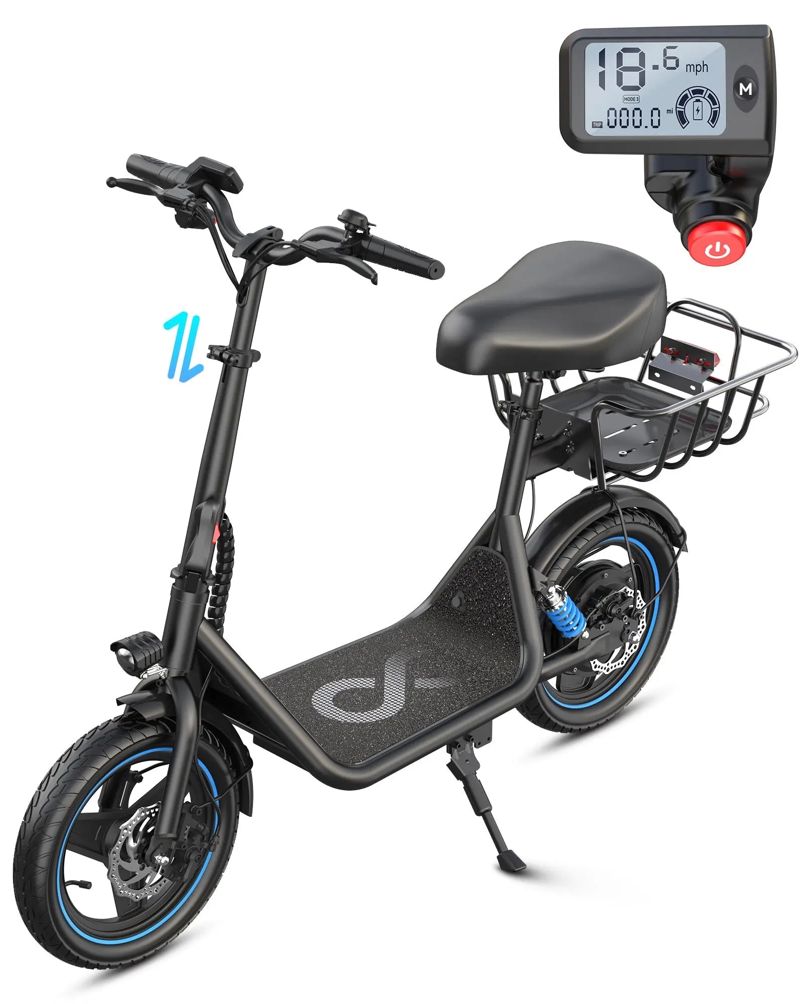 Gyroor C1 foldable electric scooter with rear storage baskets