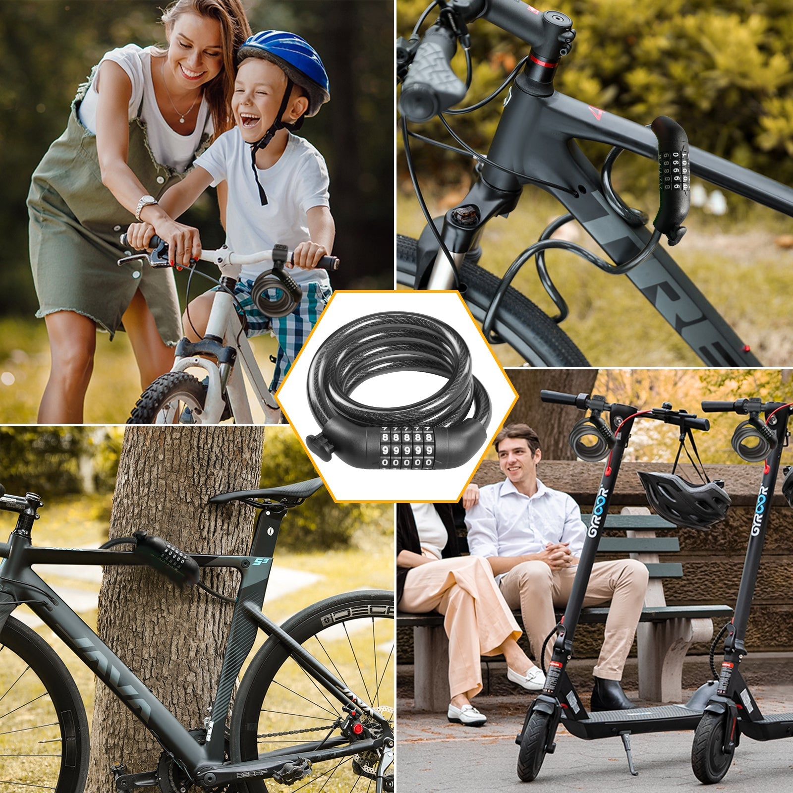 S3 High Security 5-Digit Resettable Combination Bicycle Lock