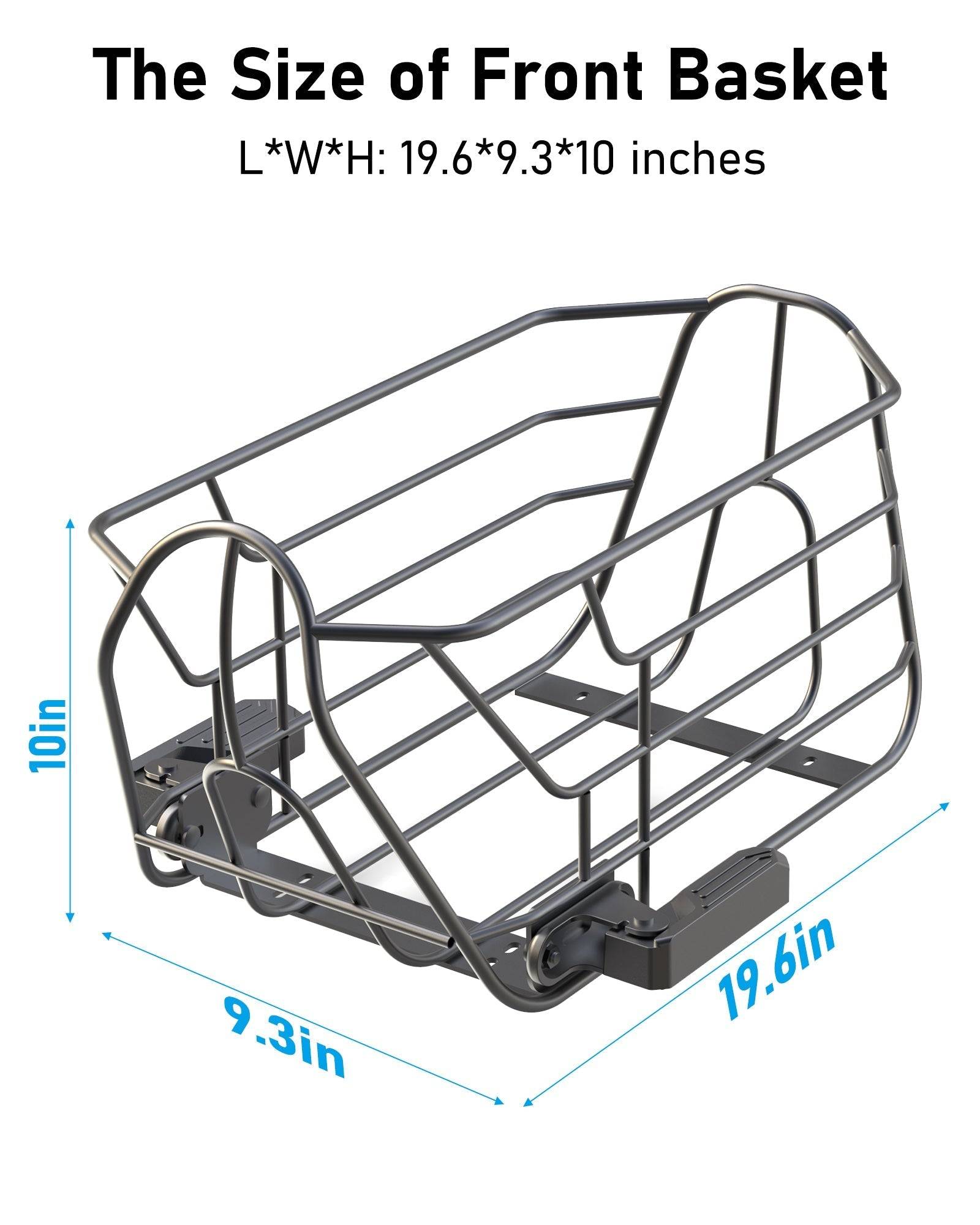 electric scooter front basket 19.6 x 9.3 x 10 inch dimensions