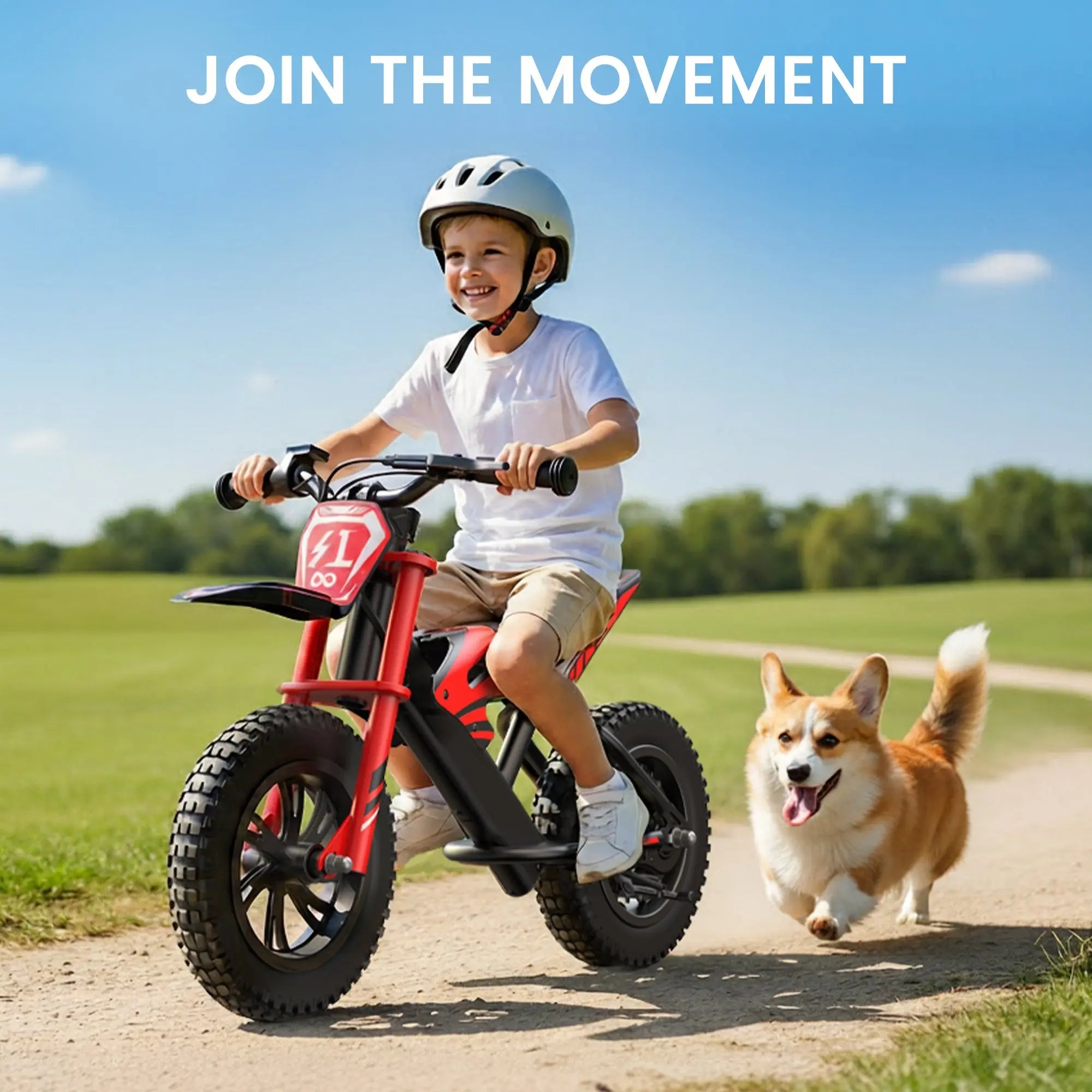 Child riding the Gyroor kids electric motocross bike outdoors