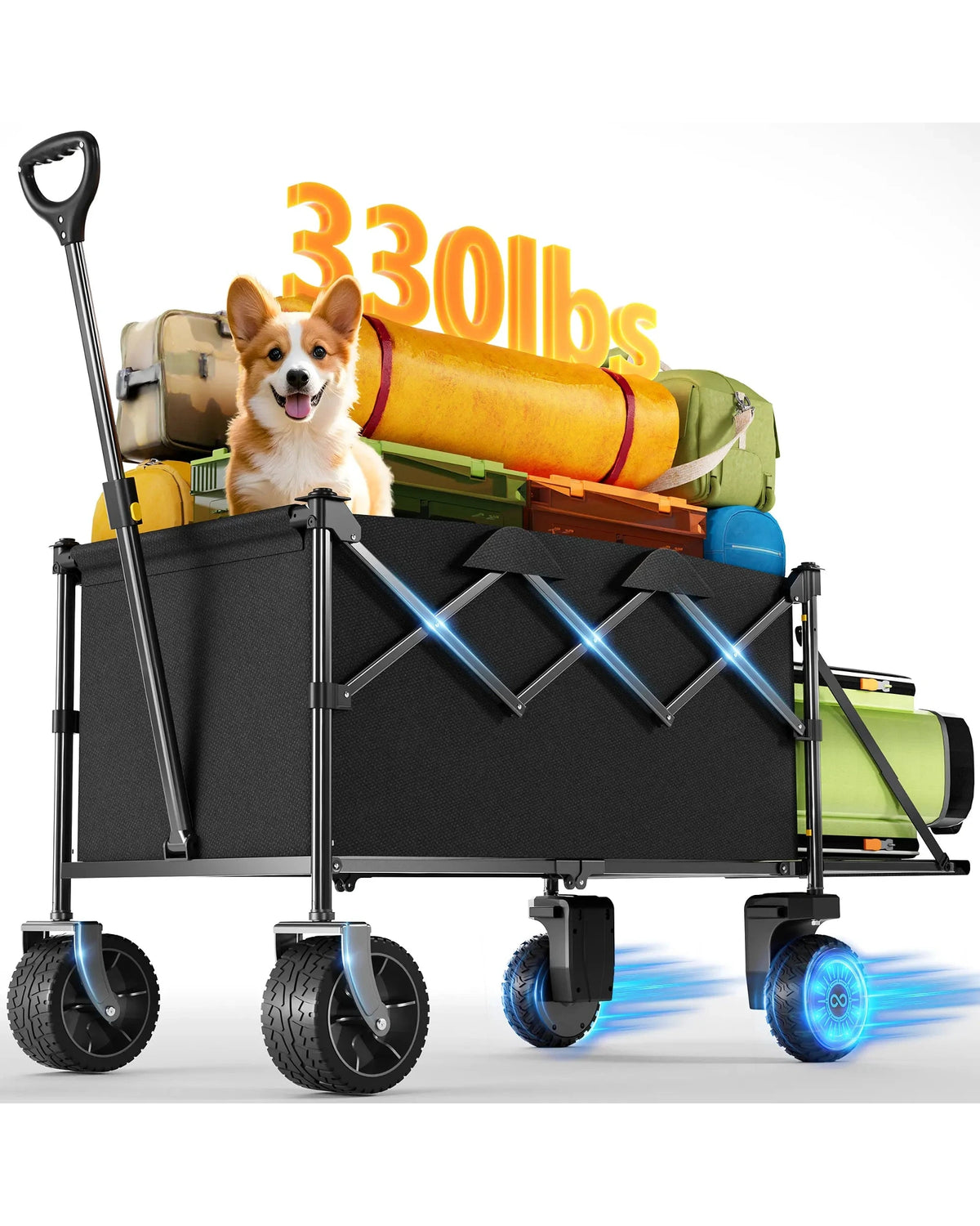 Gyroor P7R Foldable Electric Utility Wagon, 2*300W Motor Drive & 6.5 All Terrain Wheel P7R-Utility Wagon GYROOR