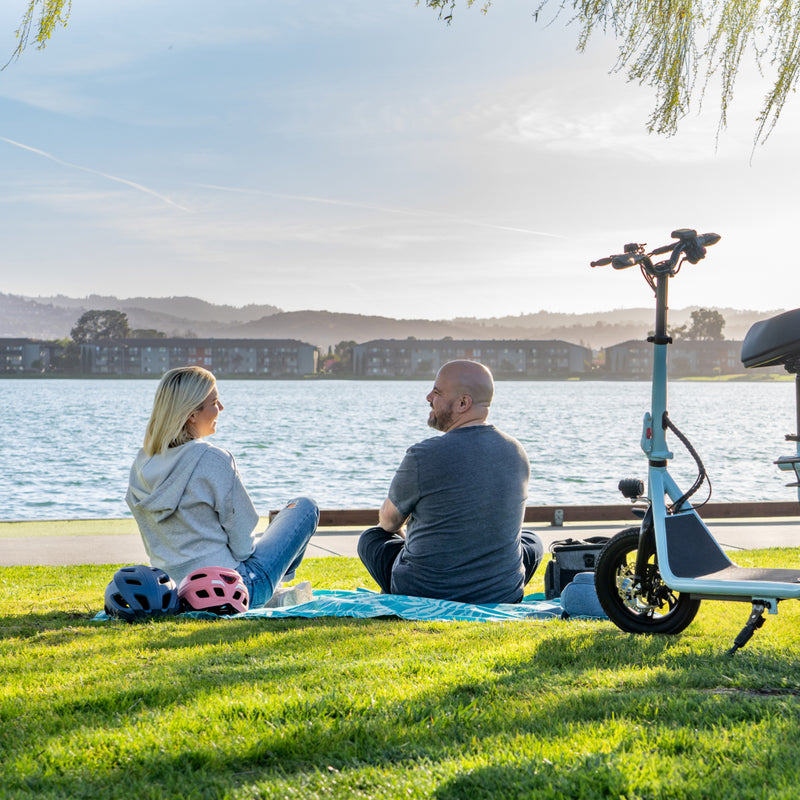 Riding Electric Scooter for Adults in the park