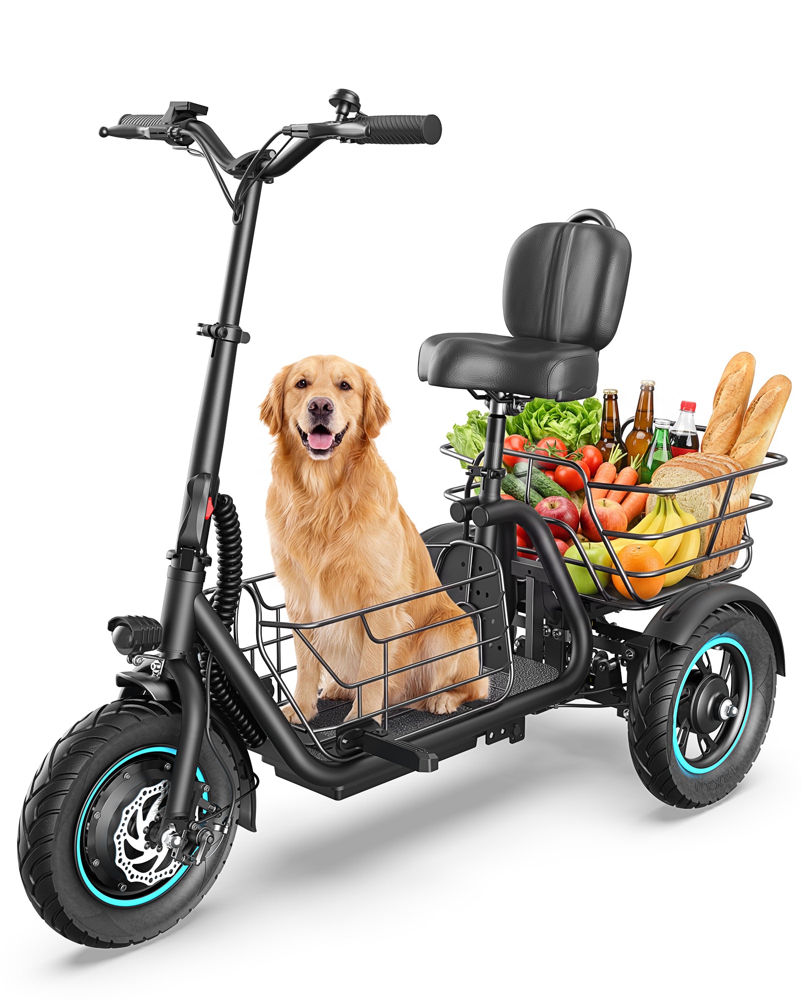 Gyroor C5 Electric Trike with Removable Dual Baskets,1000W(Peak) & 30Miles