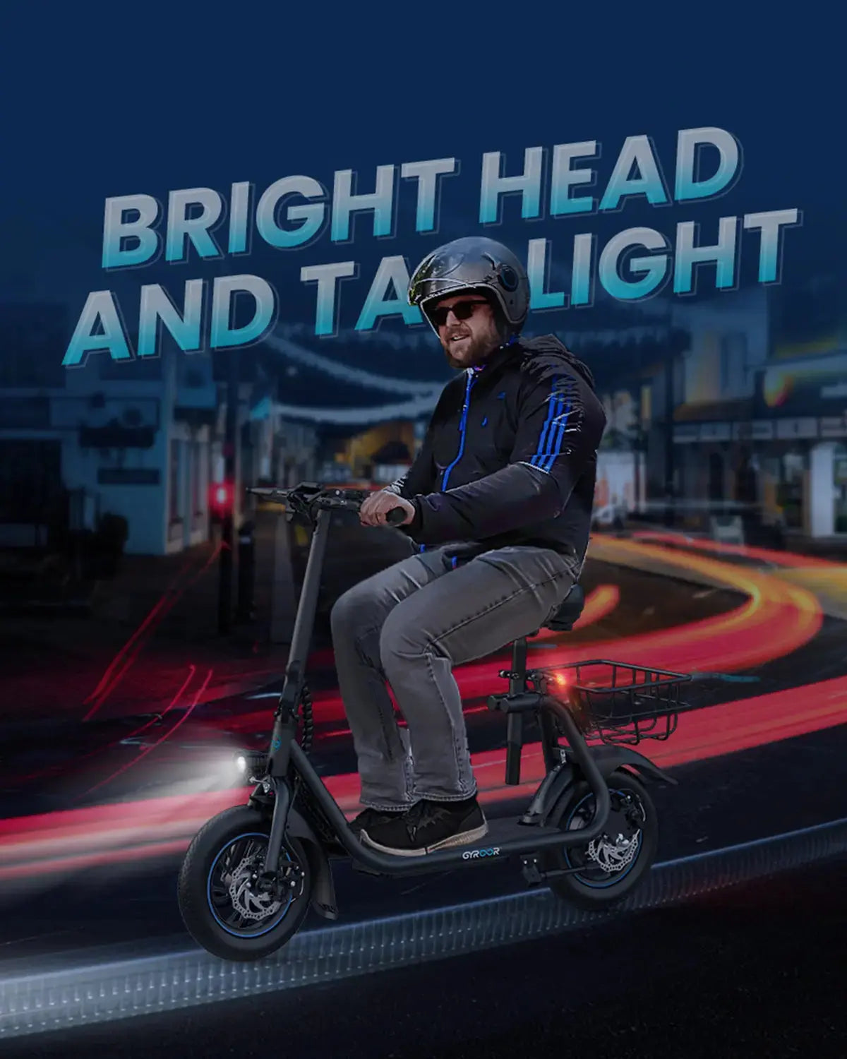 electric scooter bright headlight and tail light for night riding