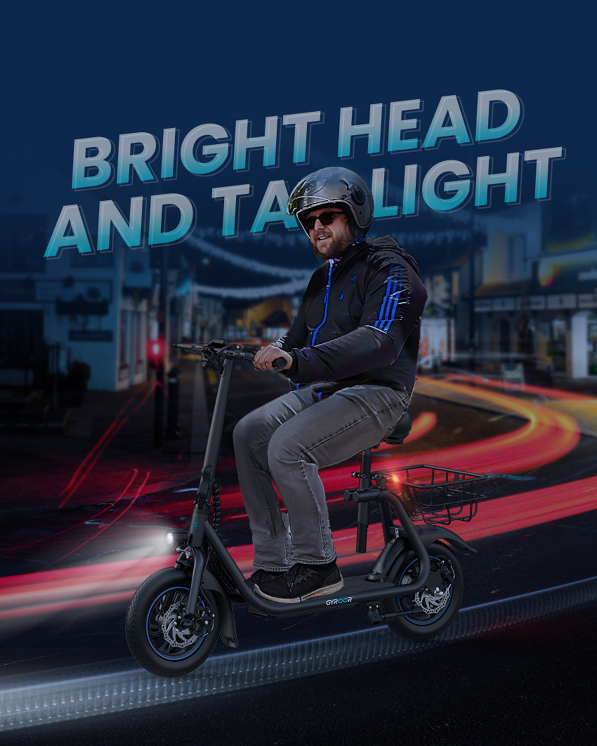 electric scooter bright headlight and tail light for night riding