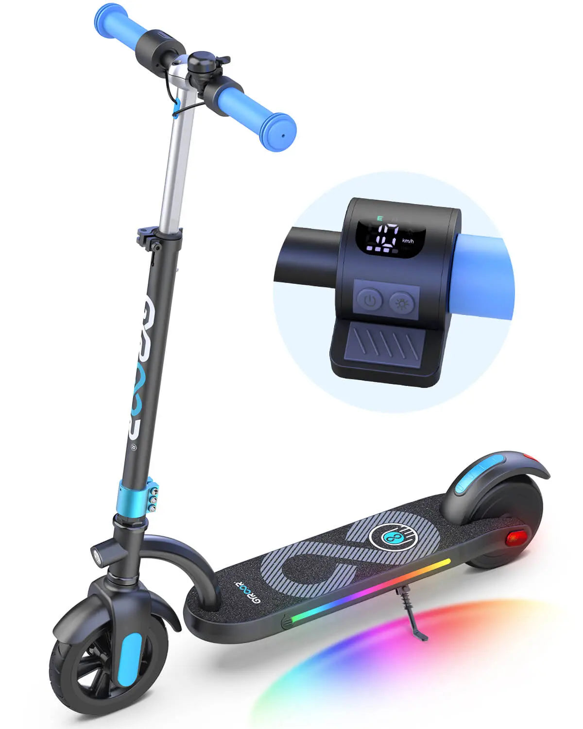 Gyroor H40 kids electric scooter in blue for ages 8-14