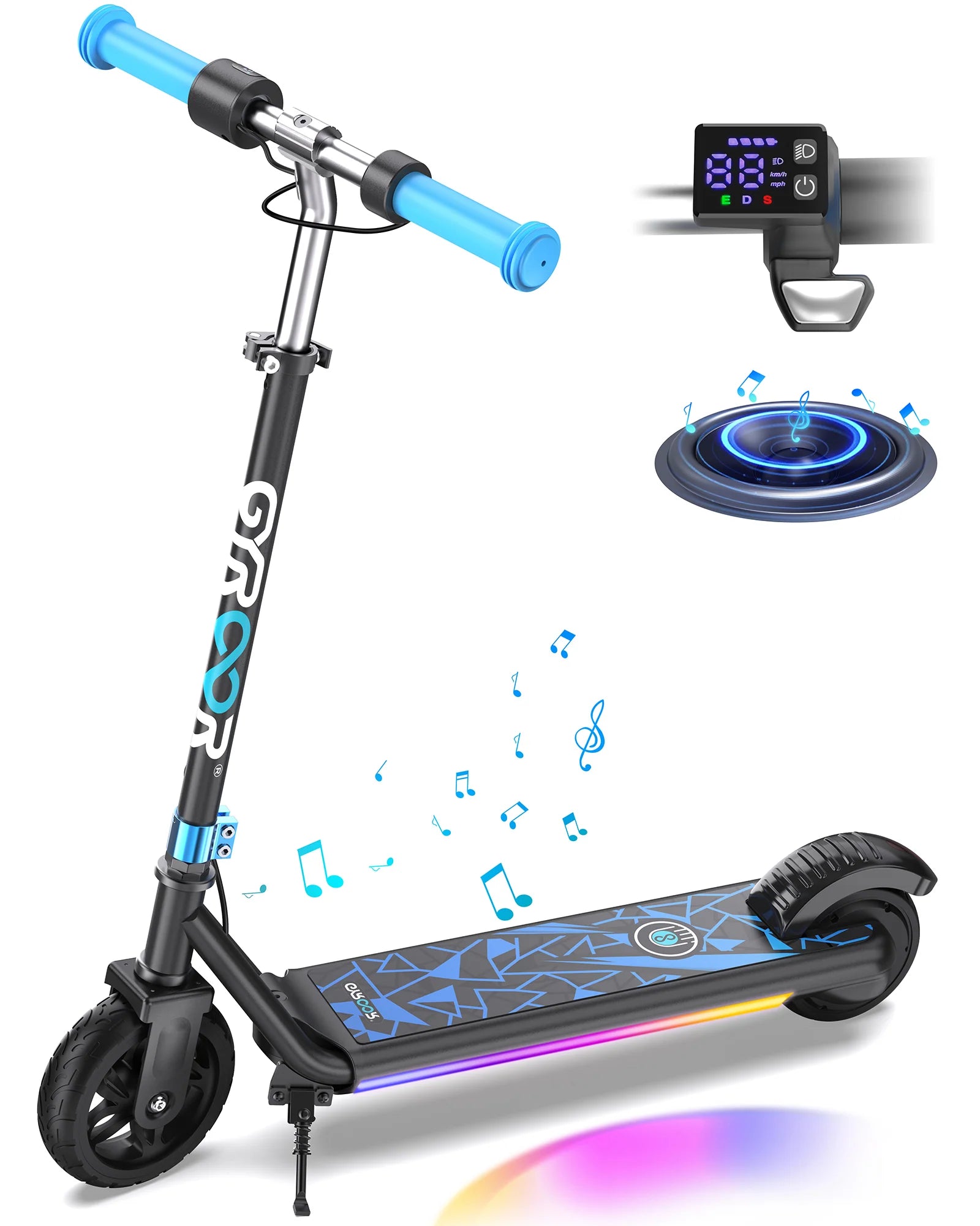Gyroor H30 Max kids electric scooter in blue for ages 6-12