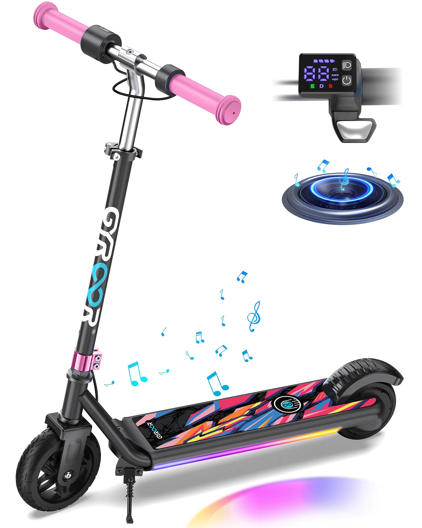 Gyroor H30 Max kids electric scooter in pink for ages 6-12