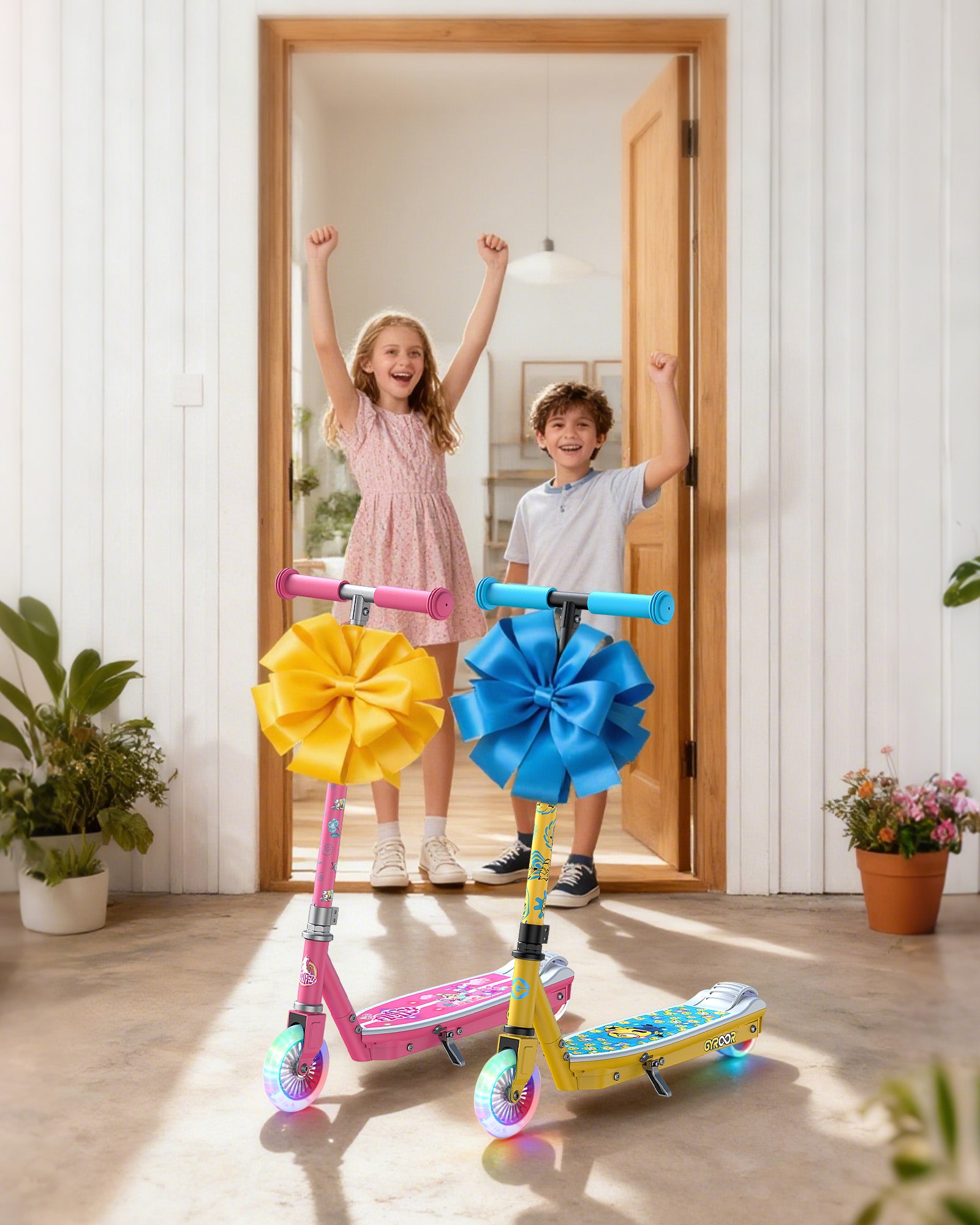 Minions | Gyroor Kids Electric Scooter with Adjustable Height and Adjustable Handlebar