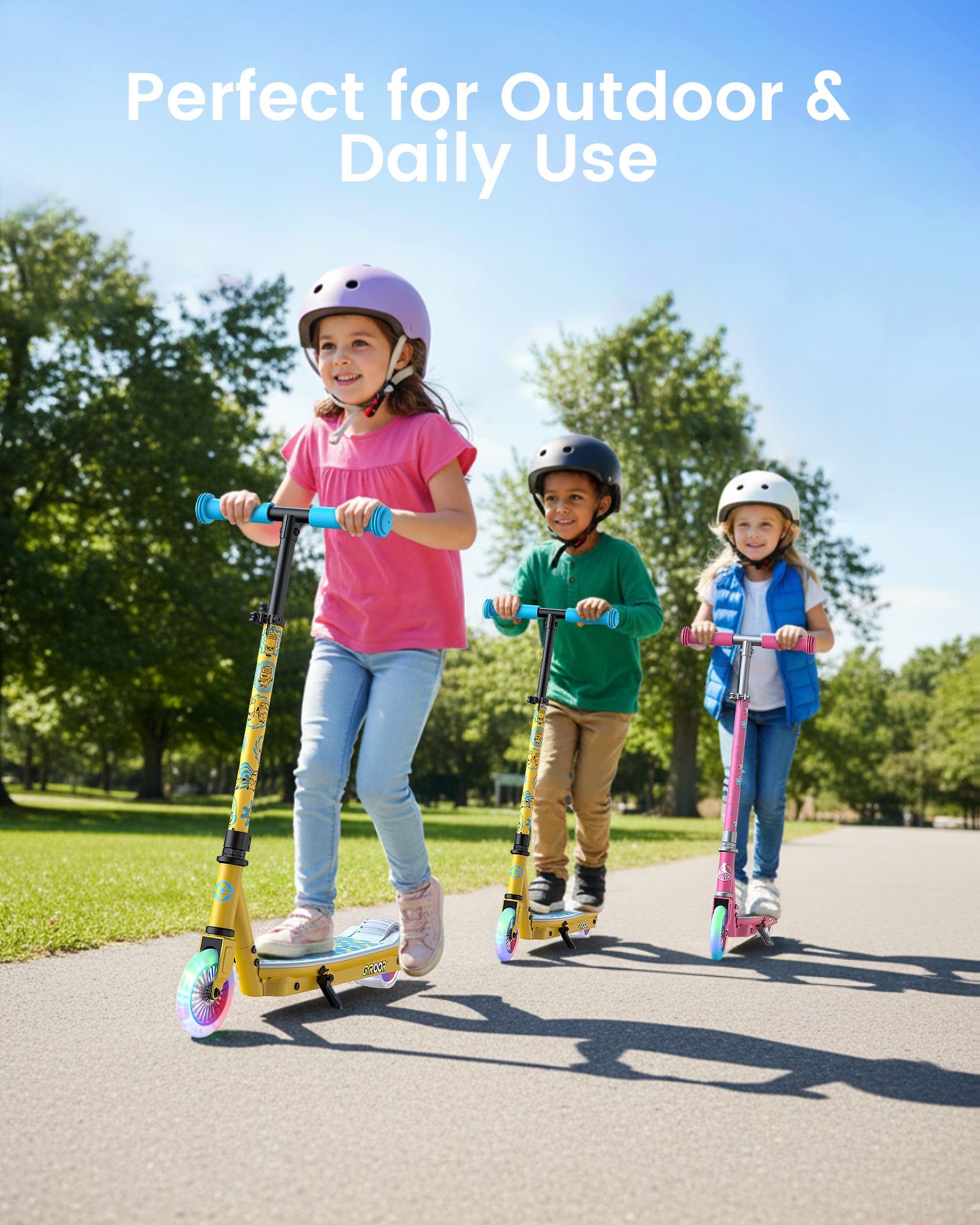 Minions | Gyroor Kids Electric Scooter with Adjustable Height and Adjustable Handlebar