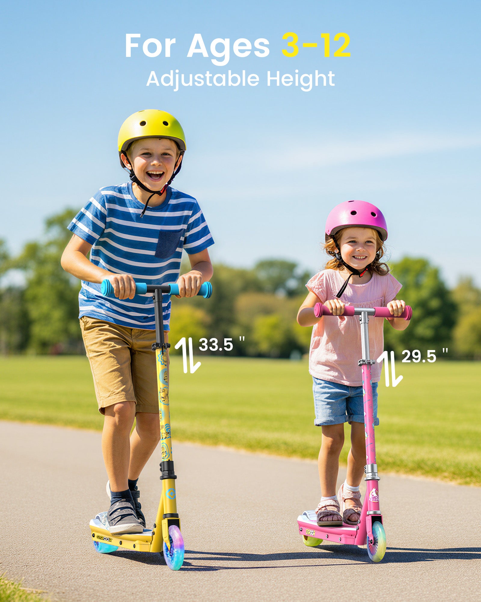 Minions | Gyroor Kids Electric Scooter with Adjustable Height and Adjustable Handlebar