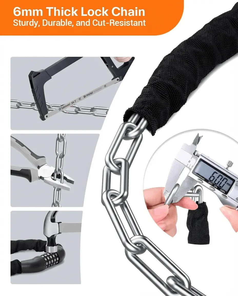 High Security 5 Digit Combination Anti Theft Bike Chain Lock ChainLock-Black-2.6ft ChainLock-Black-3.2ft ChainLock-Black-3.6ft ChainLock-Pink-2.6ft ChainLock-Pink-3.2ft ChainLock-Pink-3.6ft
