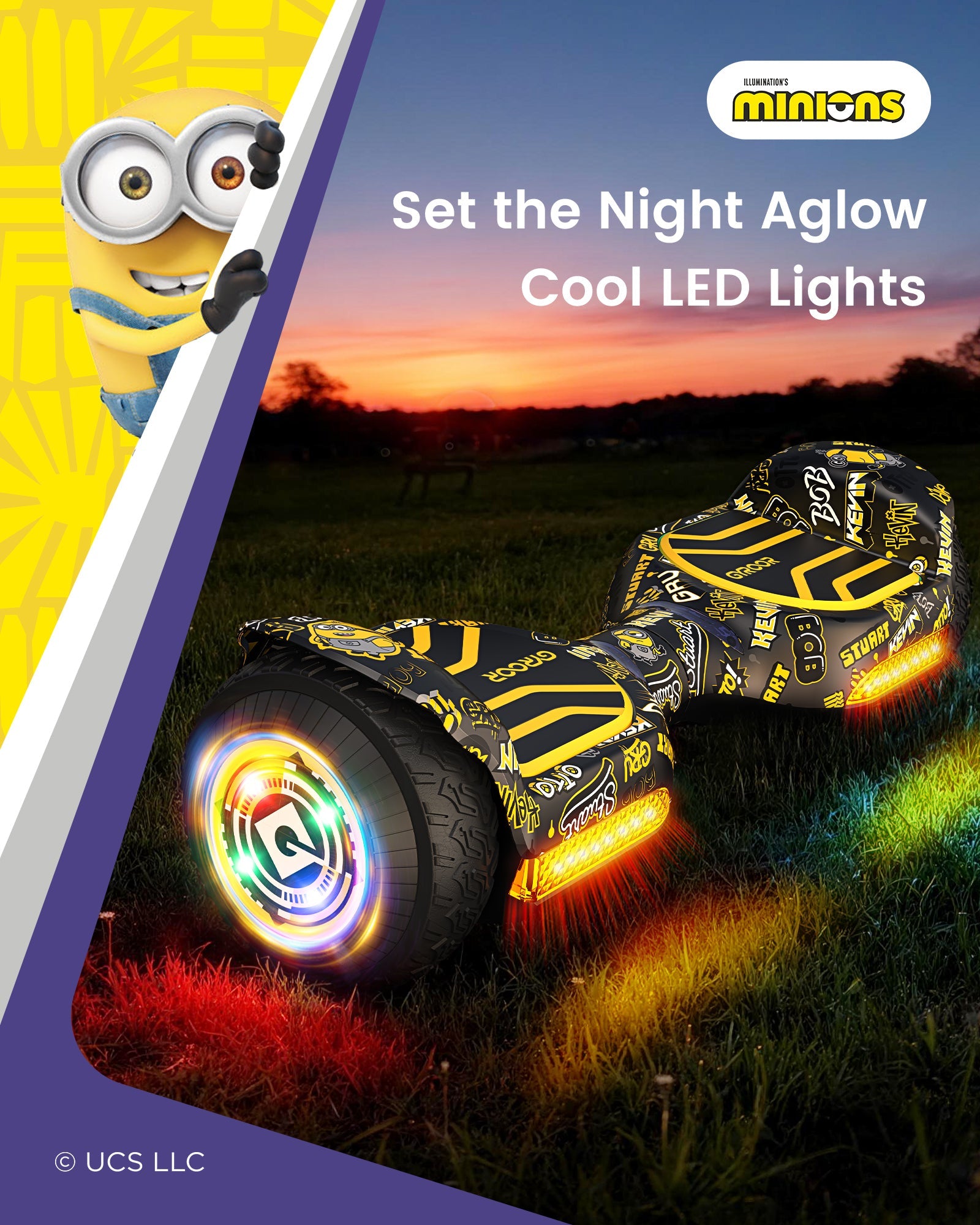 Miniouns | Gyroor Off Road Hoverboard 500W with Led Lights and Bluetooth for Kids Aged 6-12