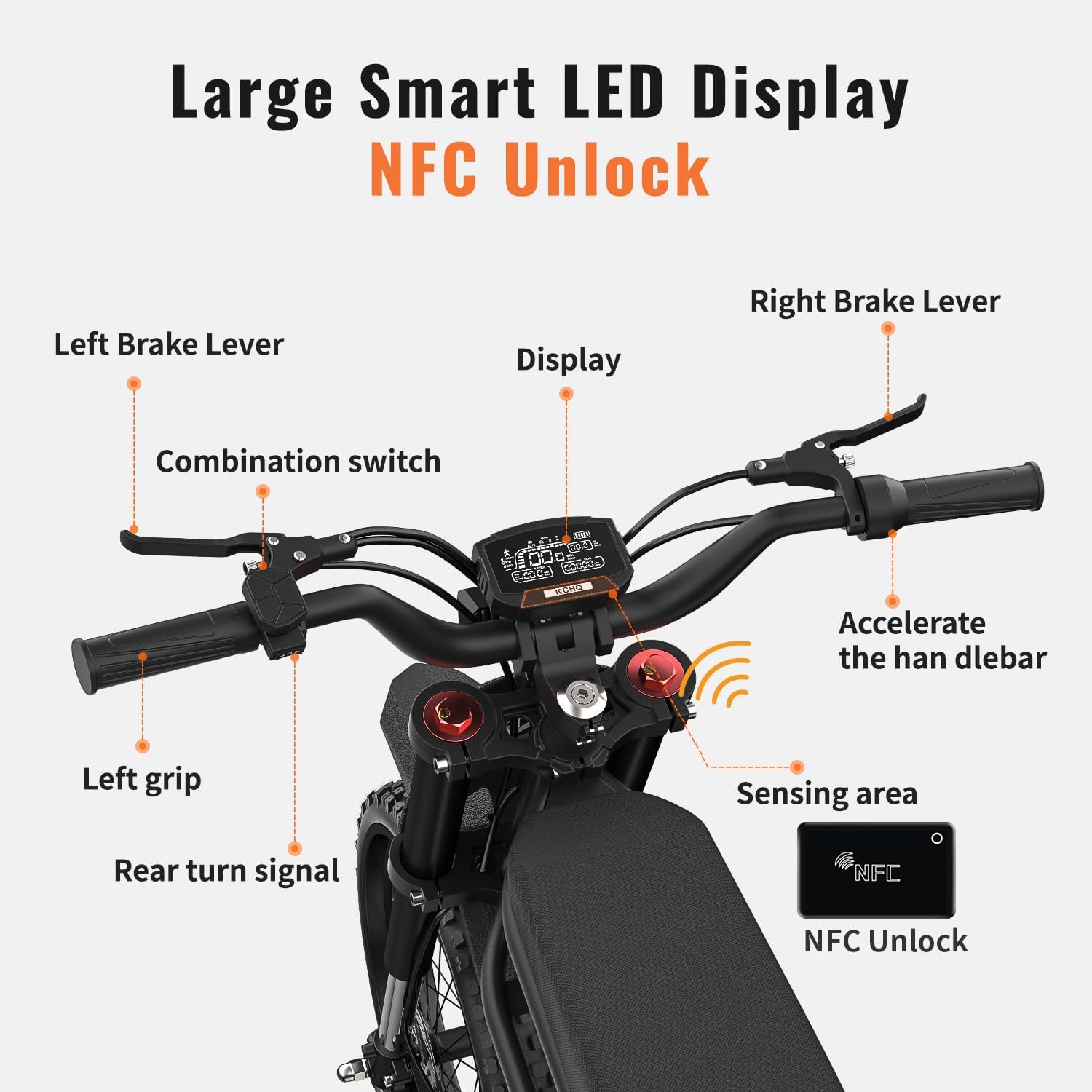 Gyroor GT73 electric dirt bike LCD display and handlebar controls