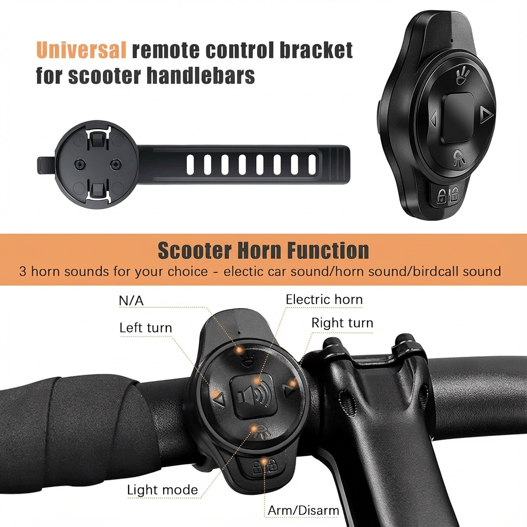 Smart Scooter Light with Turn Signals & Alarm & Horn