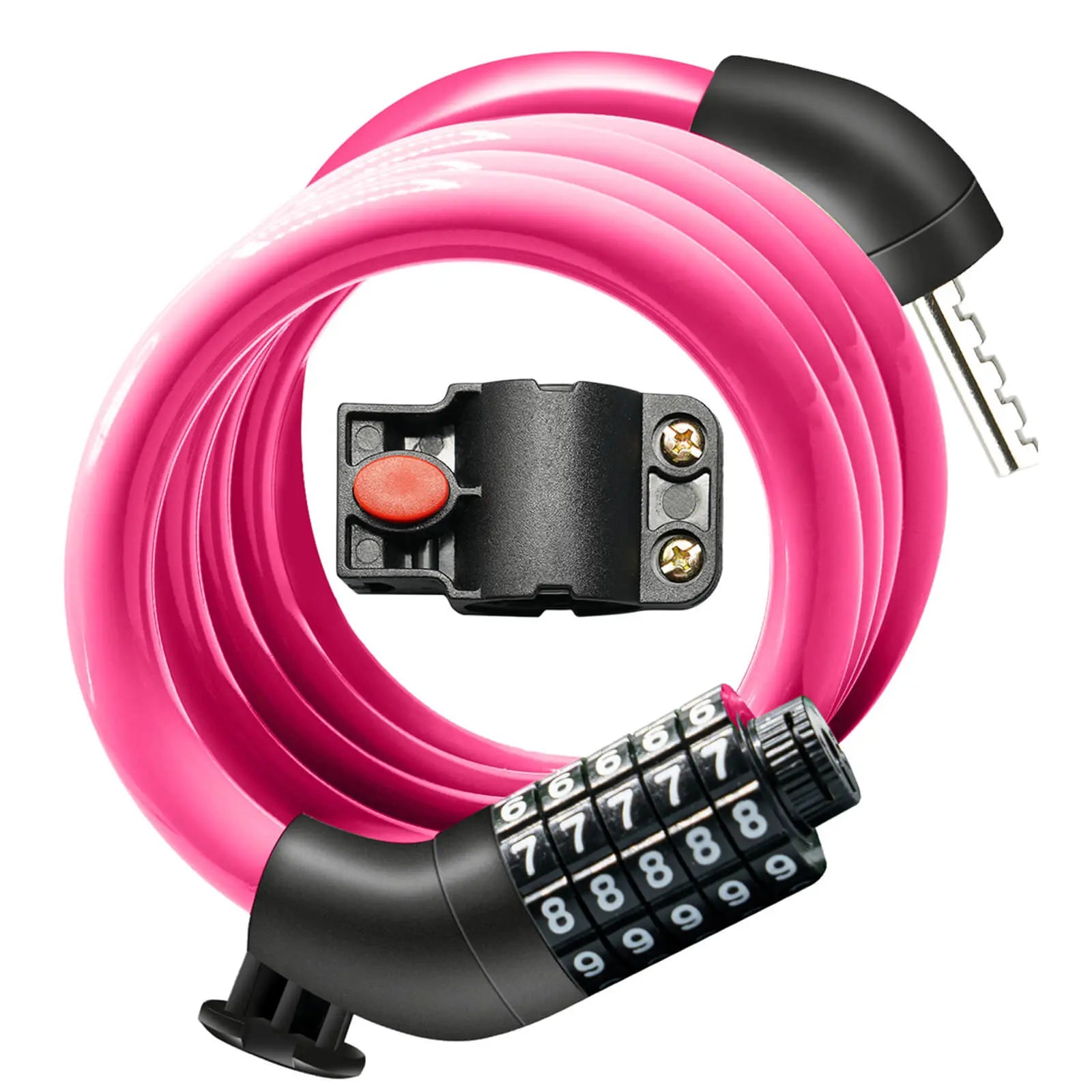 S3 High Security 5-Digit Resettable Combination Bicycle Lock-Pink