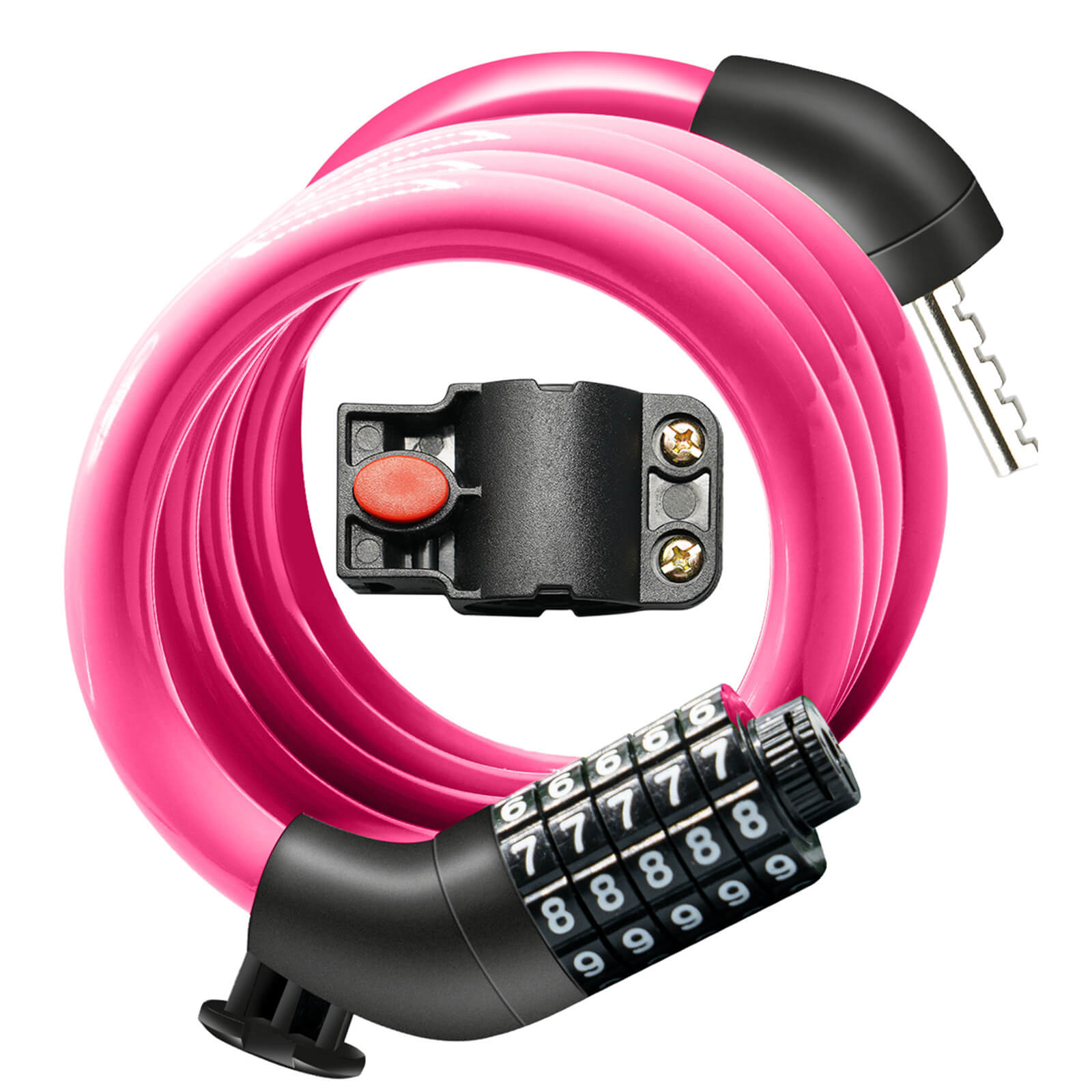 S3 High Security 5-Digit Resettable Combination Bicycle Lock-Pink