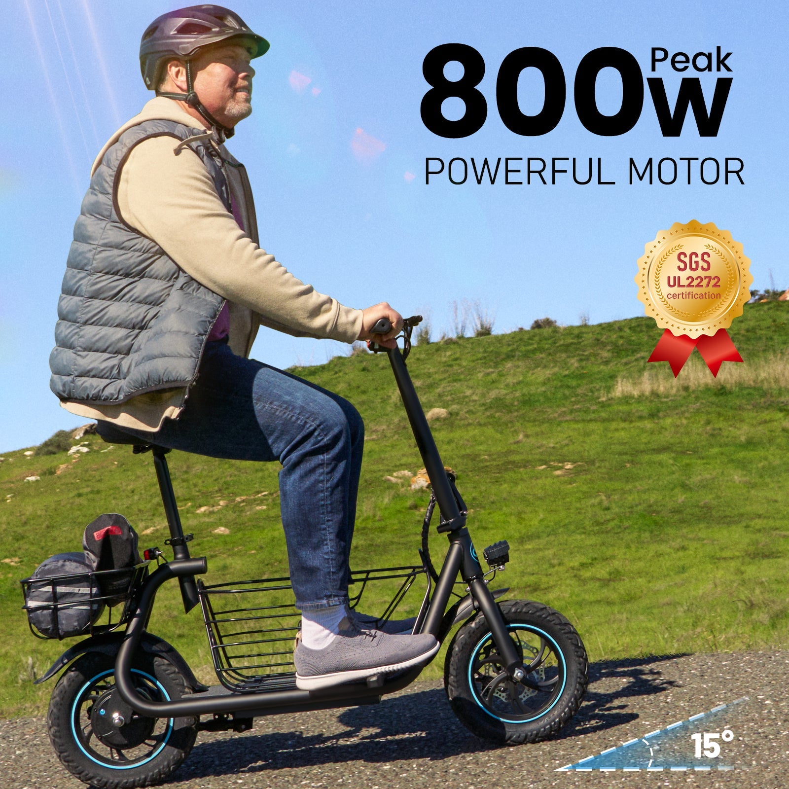 Gyroor 550W C1 Electric Scooter with Seat & Carry Basket