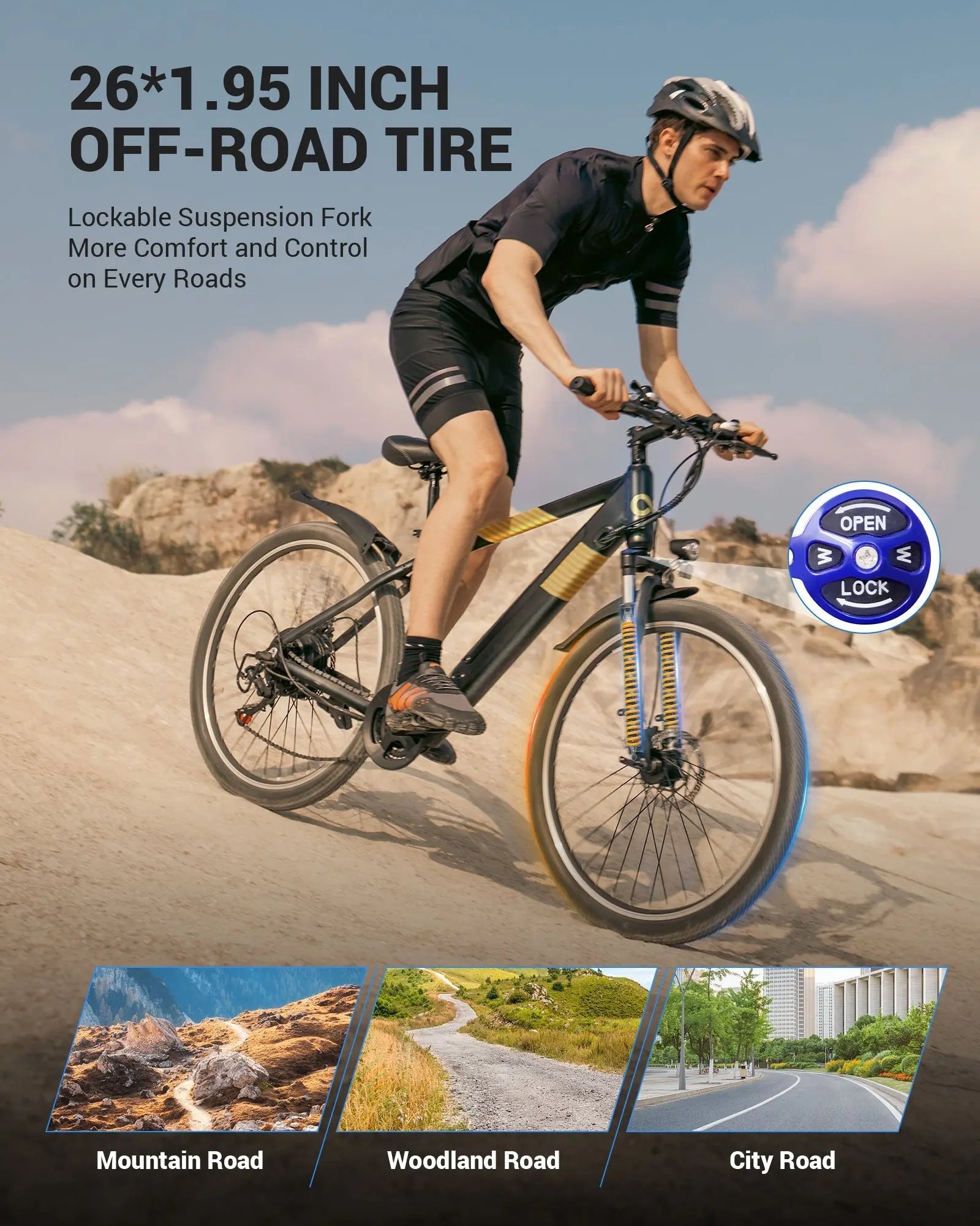 Gyroor EB263 electric bike pedal-assist riding outdoors