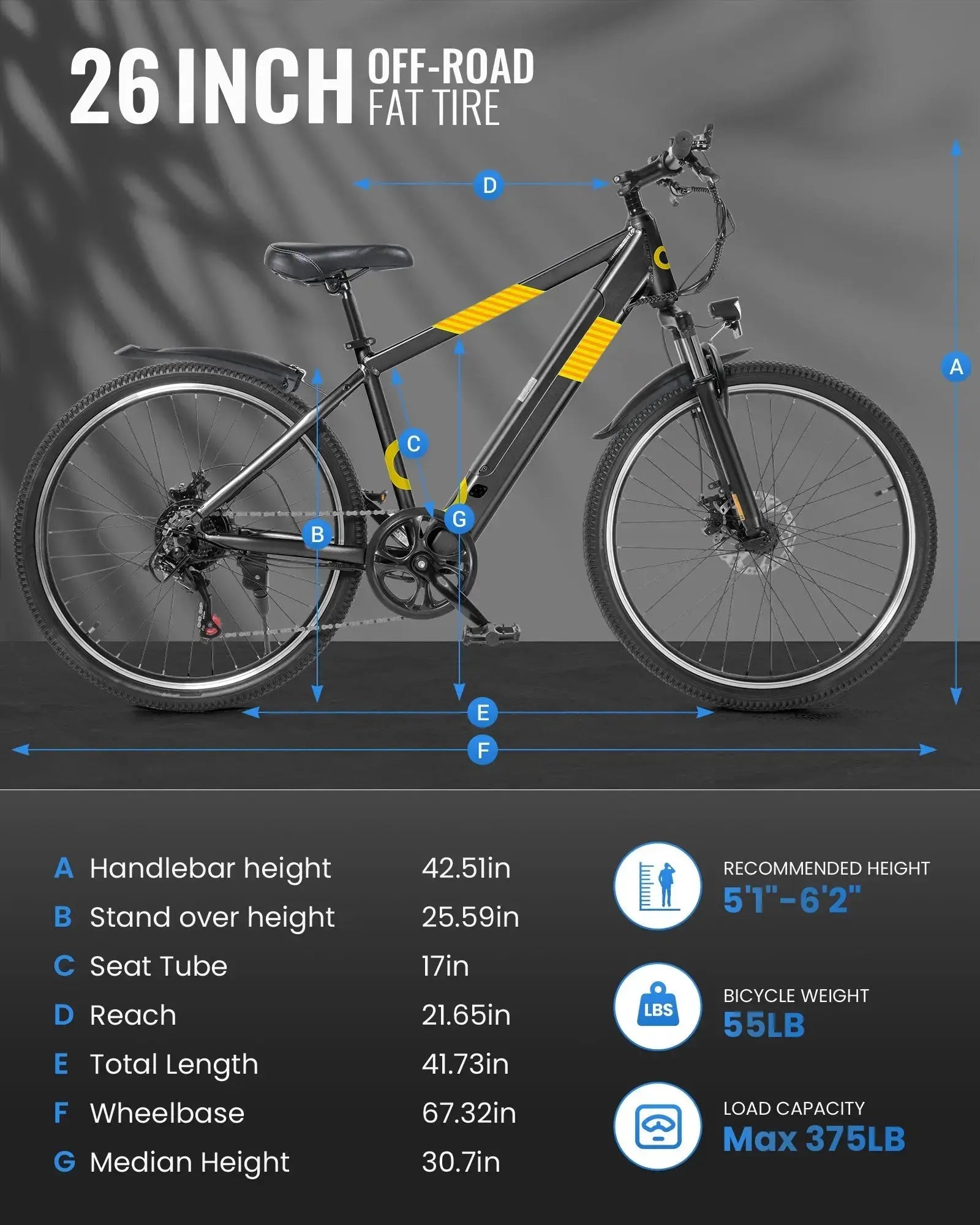 Gyroor EB263 electric bike headlight and handlebar controls