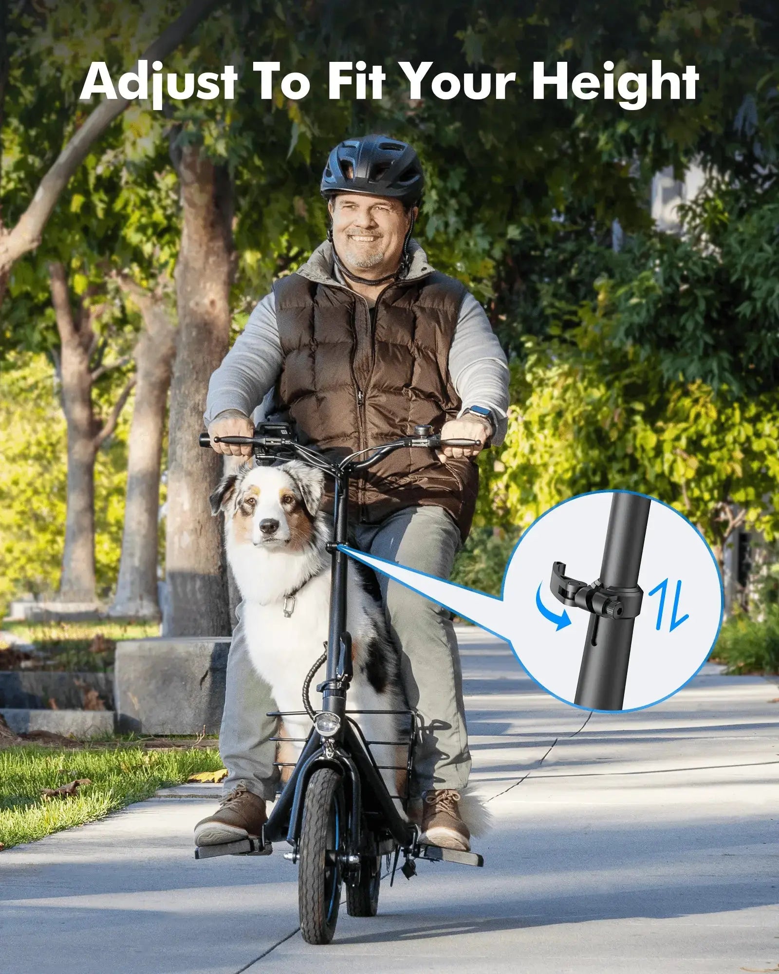 Gyroor C1Plus electric scooter with adjustable handlebar to fit different rider heights