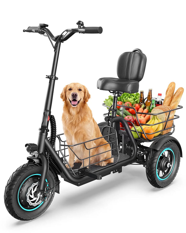 Gyroor C5 electric trike with 30-mile range and dual removable baskets