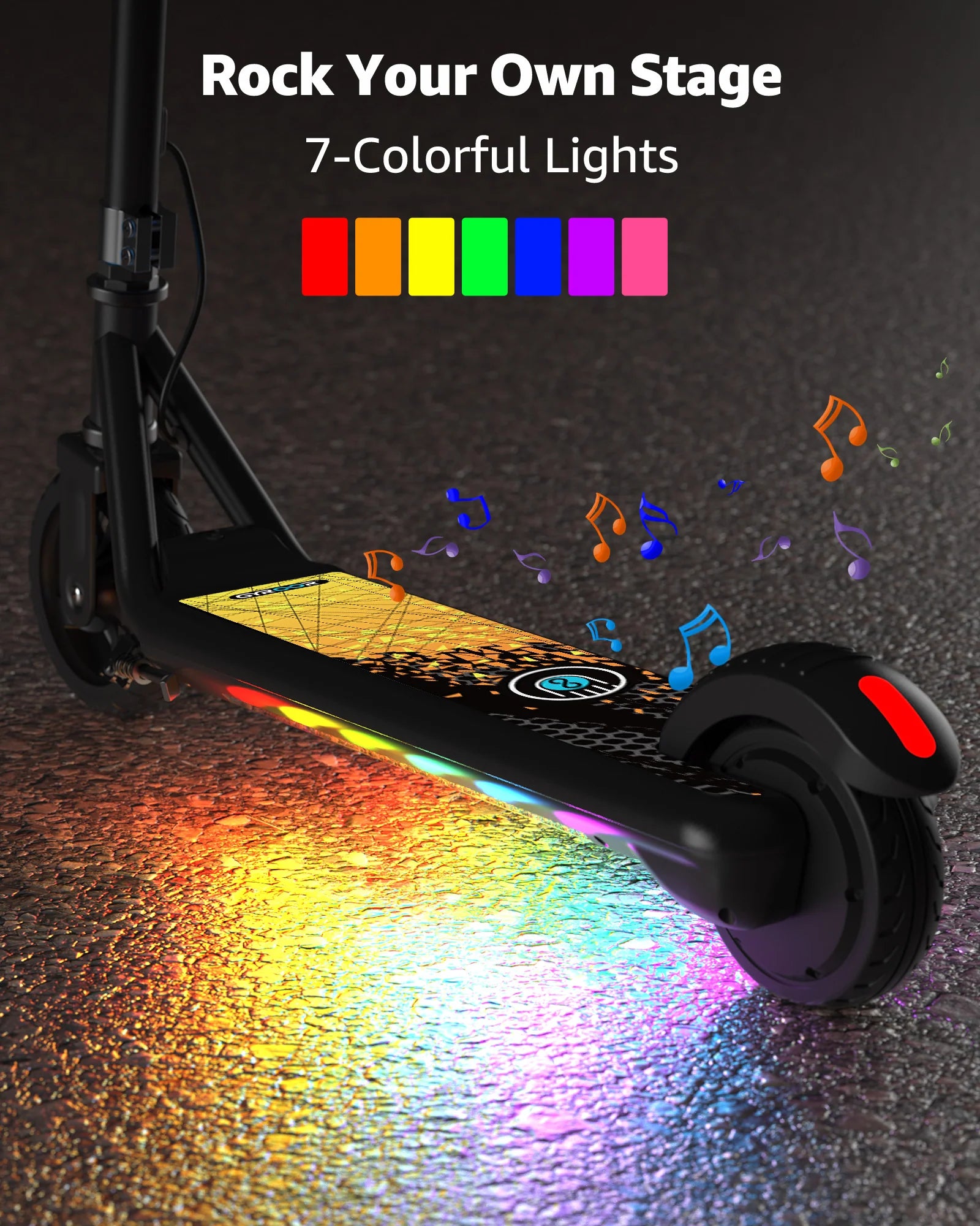 Gyroor H30 Max kids electric scooter with colorful LED deck lights