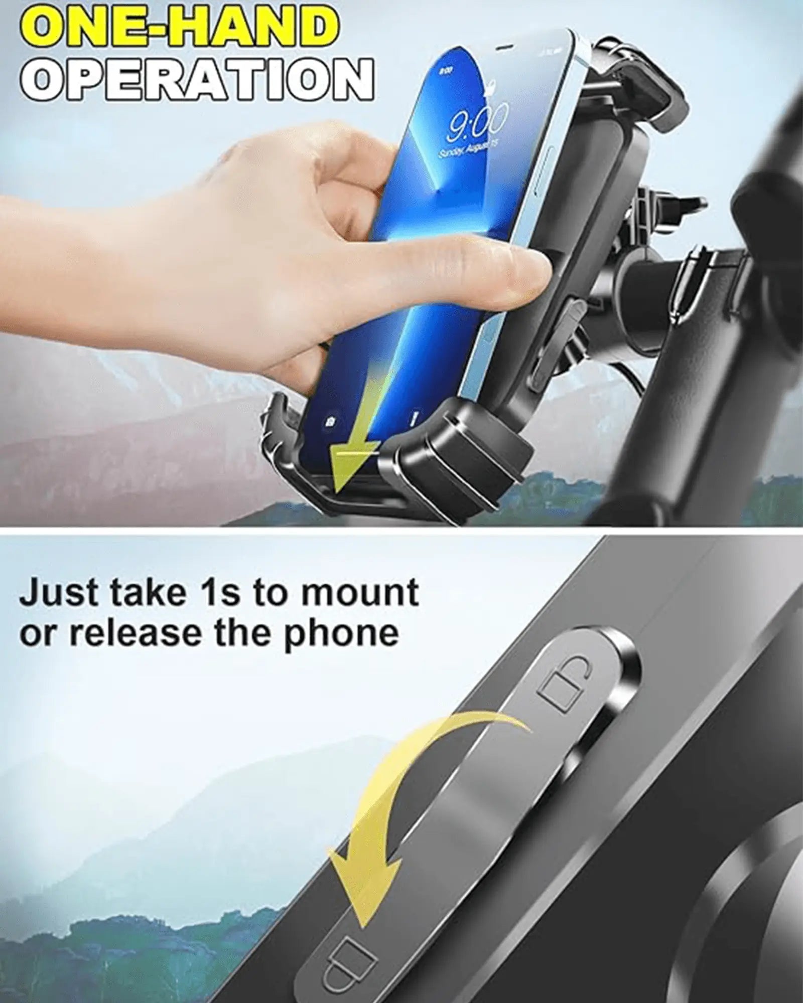 Gyroor scooter phone holder featuring one-hand operation and 1-second quick release