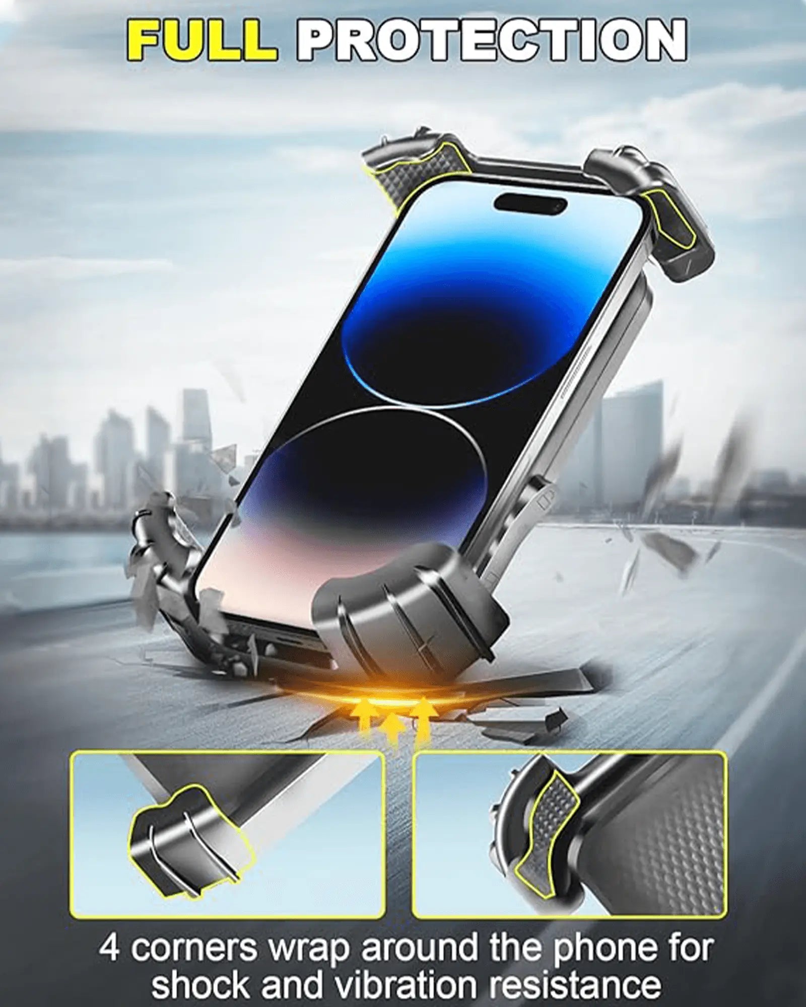 Gyroor electric scooter phone holder with four-corner protection for shock and vibration resistance