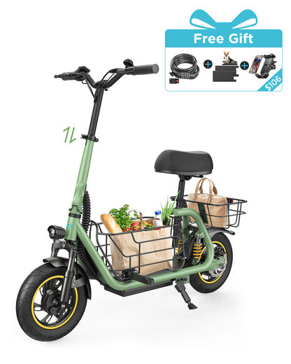 Gyroor C1 Pro 800W Scooter – Dual Baskets for Cargo & Pets